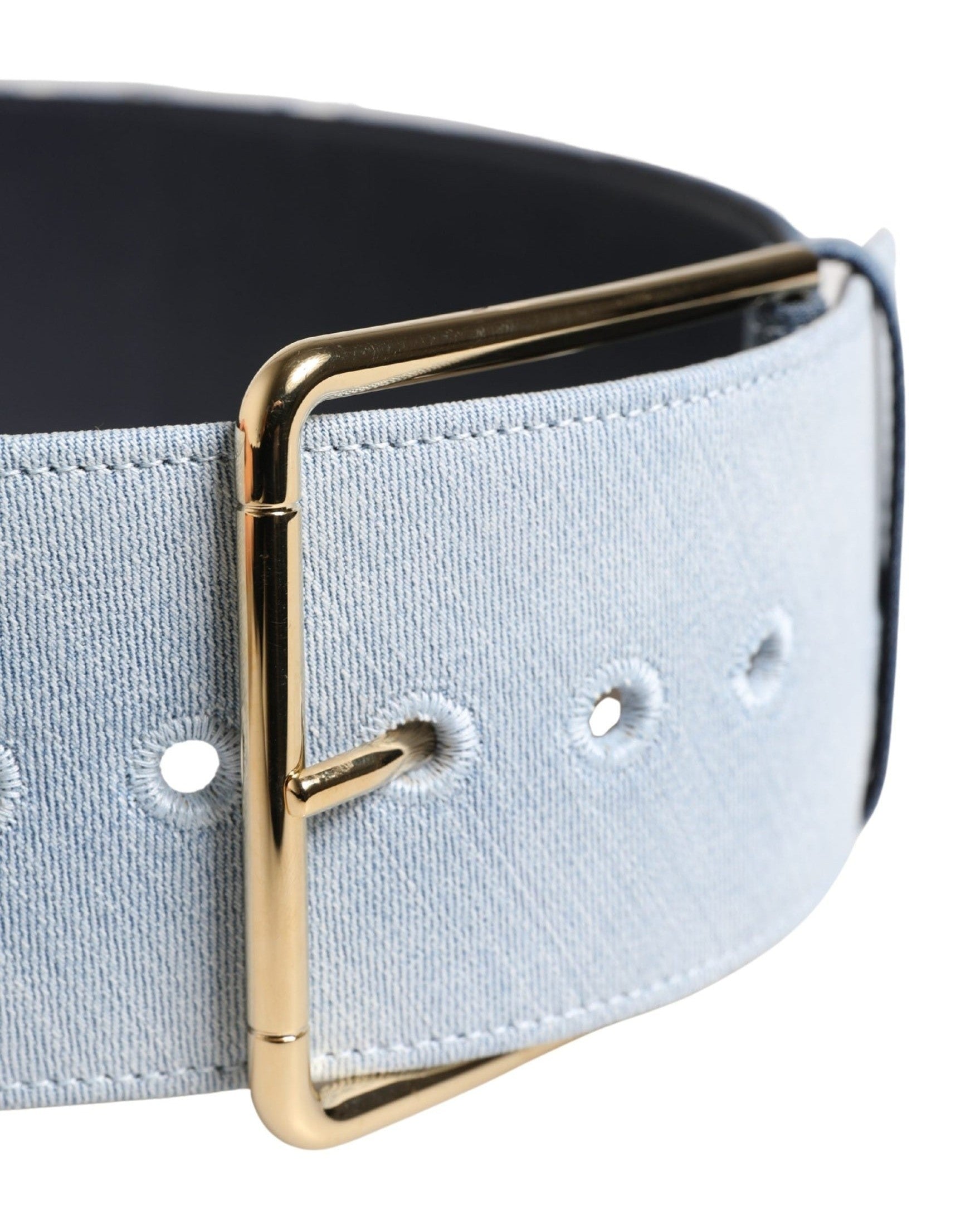 Dolce & Gabbana Blue Denim Two Tone Gold Metal Buckle Belt Glam Steals