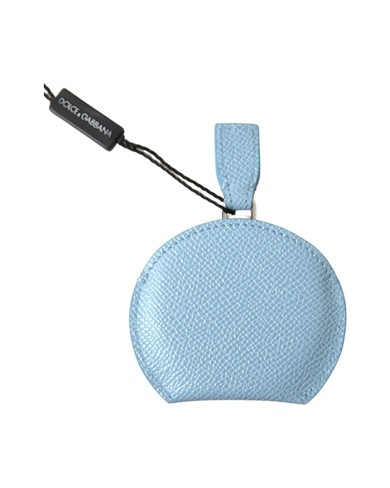 Dolce & Gabbana Blue Elegant Leather Mirror Holder In Light Face Mirrors