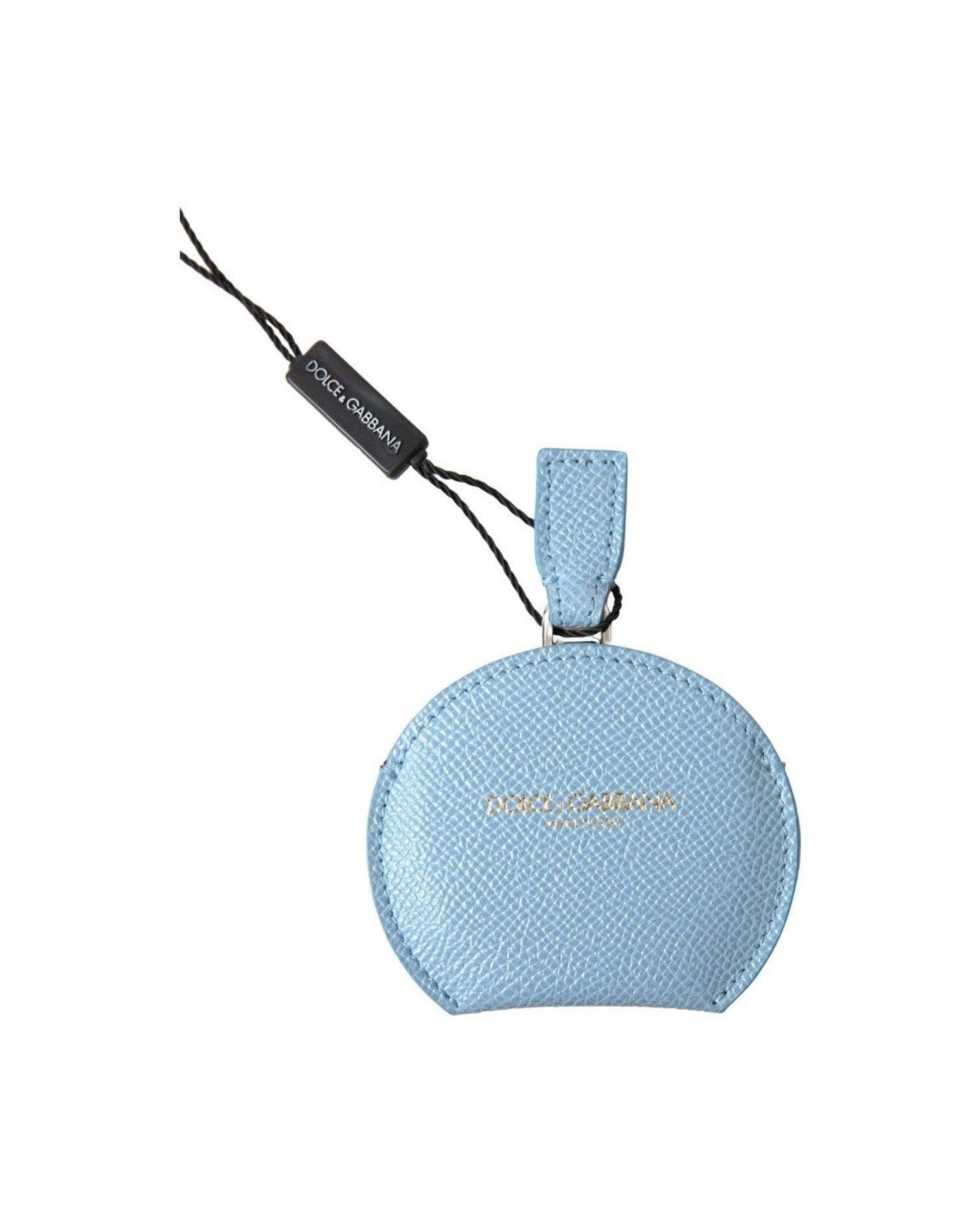 Dolce & Gabbana Elegant Leather Mirror Holder In Blue Light Glam Steals