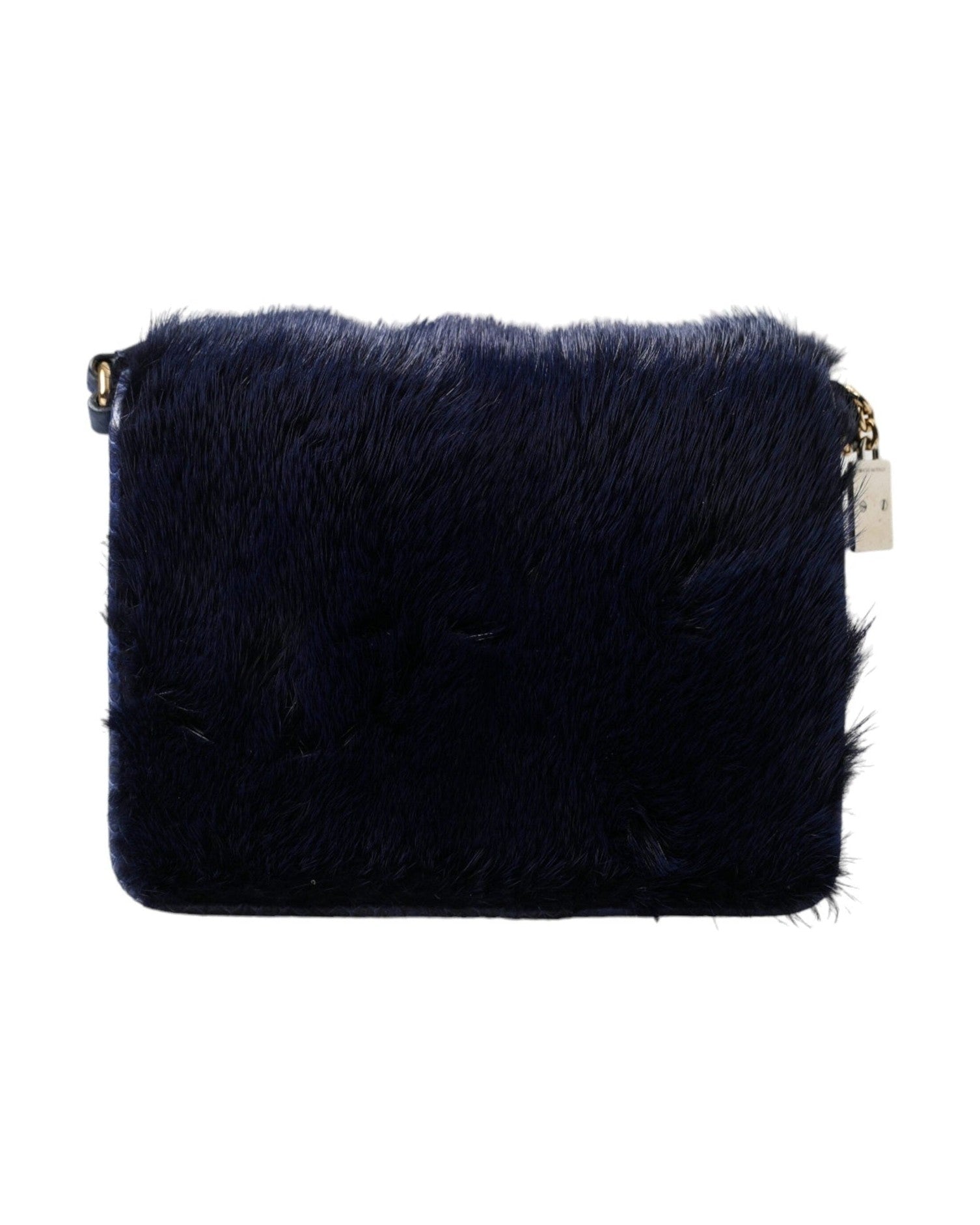 Dolce & Gabbana Exquisite Mink Fur Shoulder Blue Bag Glam Steals