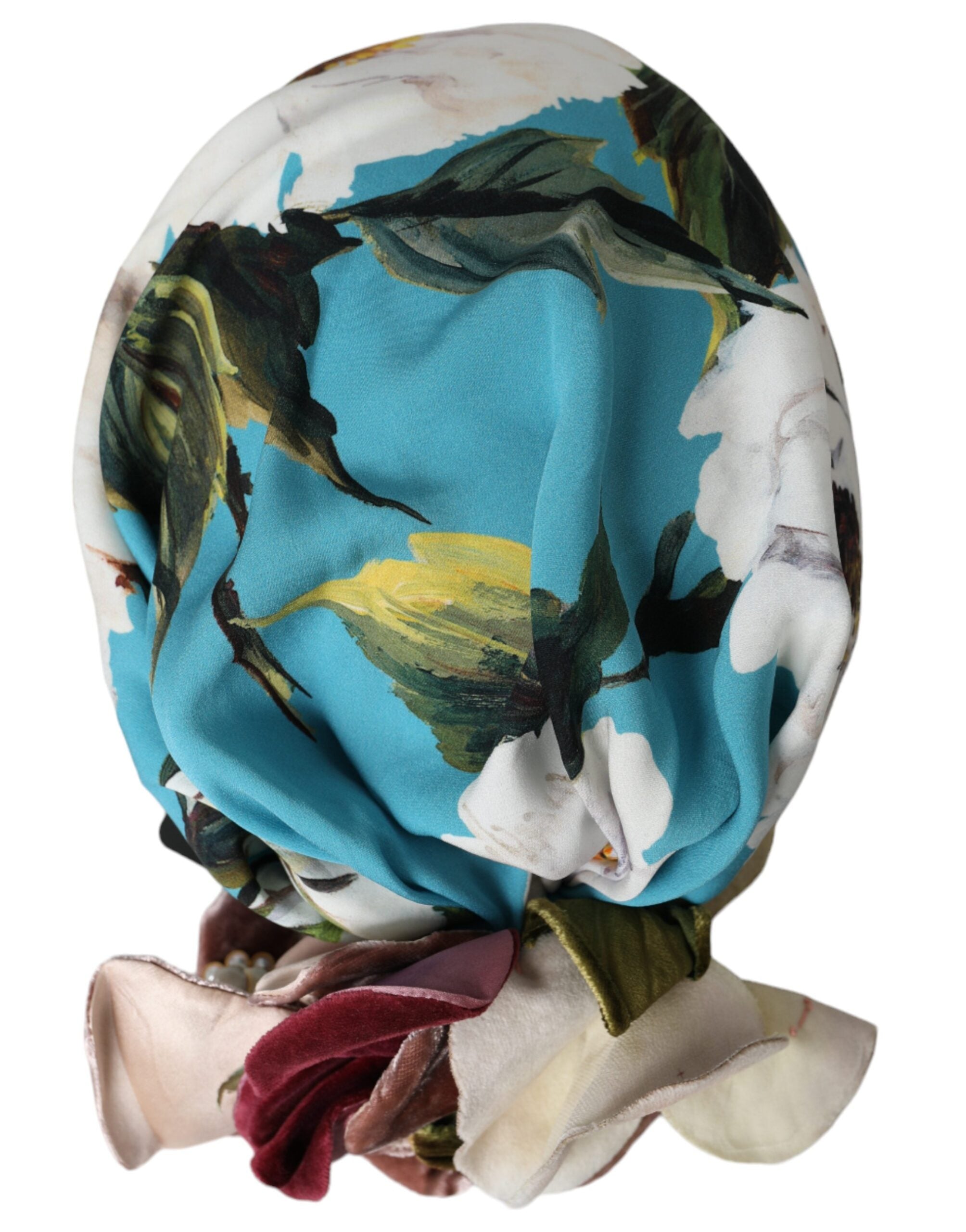 Dolce & Gabbana Blue Floral Motif Turban Head Hat Women Glam Steals