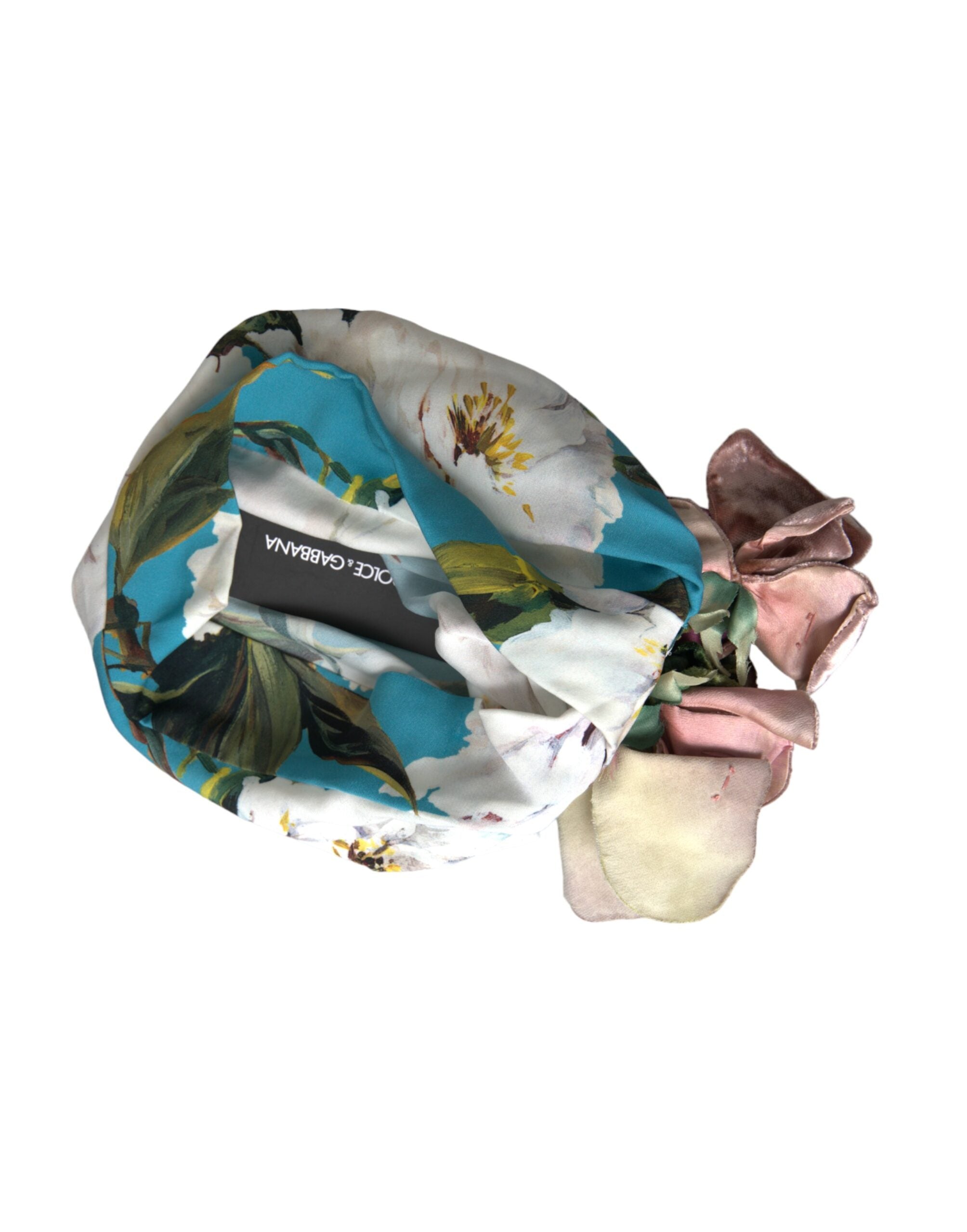 Dolce & Gabbana Blue Floral Motif Turban Head Hat Women Glam Steals