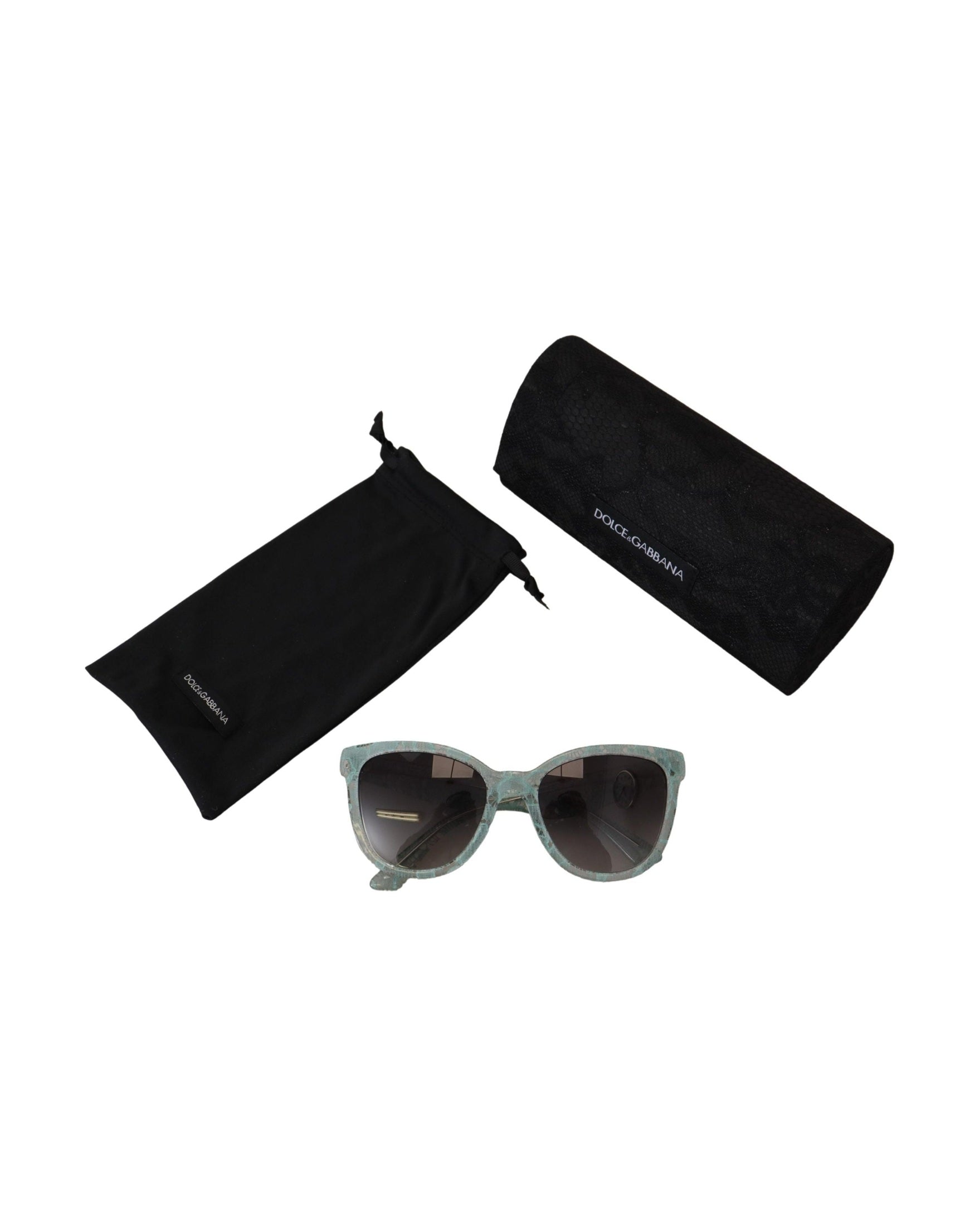 Dolce & Gabbana Blue Lace Acetate Crystal Round Sunglasses Glam Steals