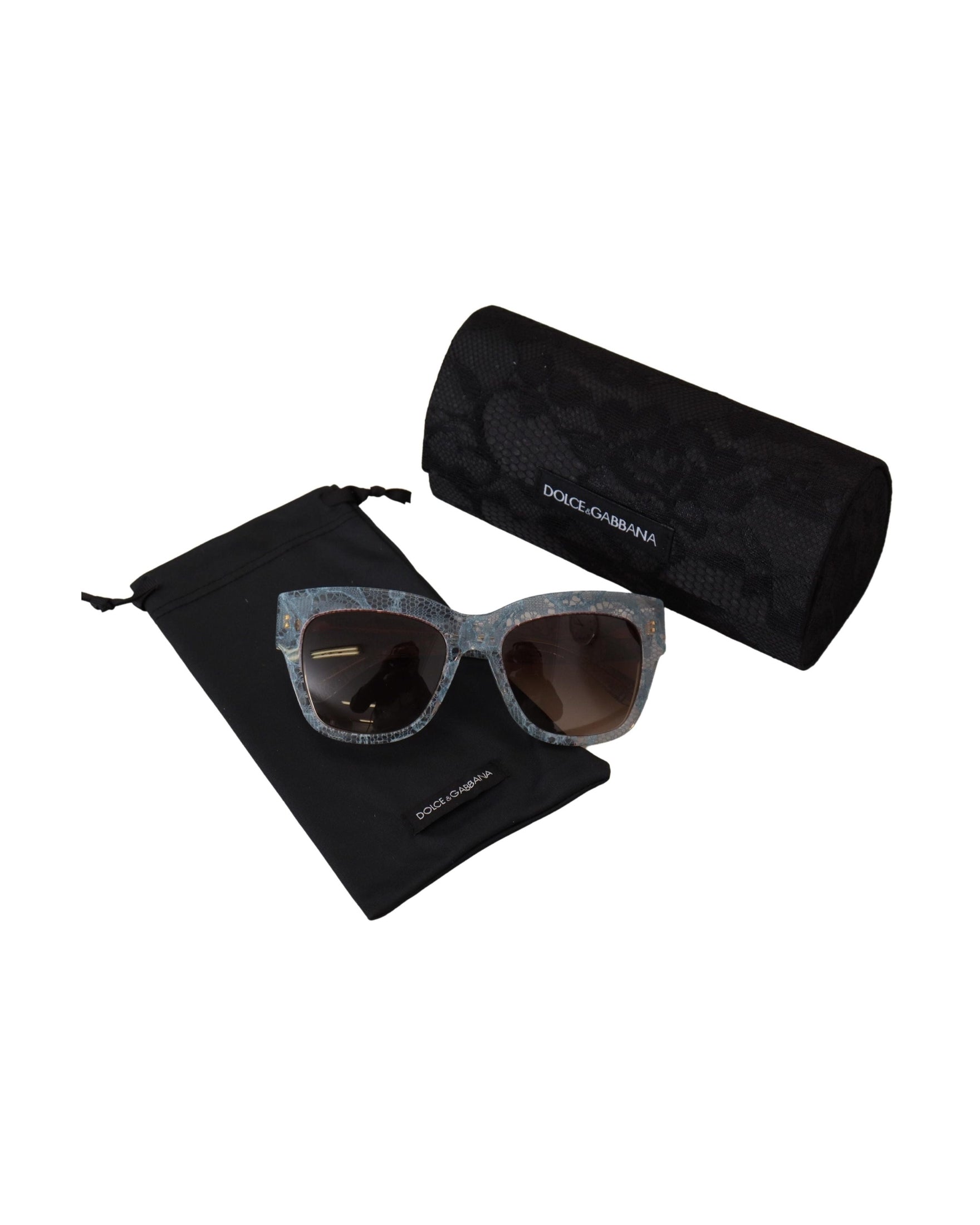 Dolce & Gabbana Blue Lace Acetate Rectangle Sunglasses Glam Steals