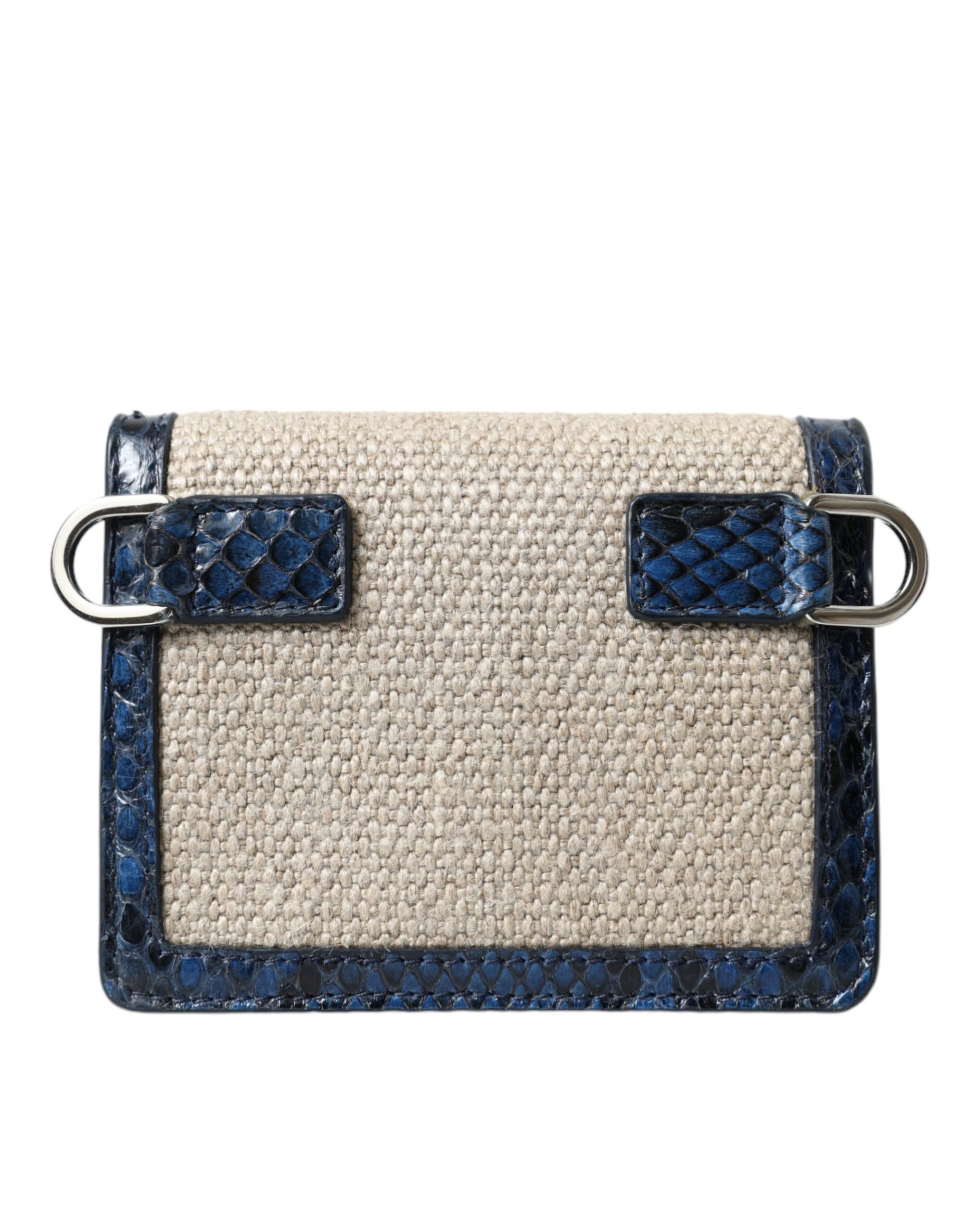 Dolce & Gabbana Blue Leather Beige Raffia Trim Mini Shoulder Purse Crossbody Bag Glam Steals