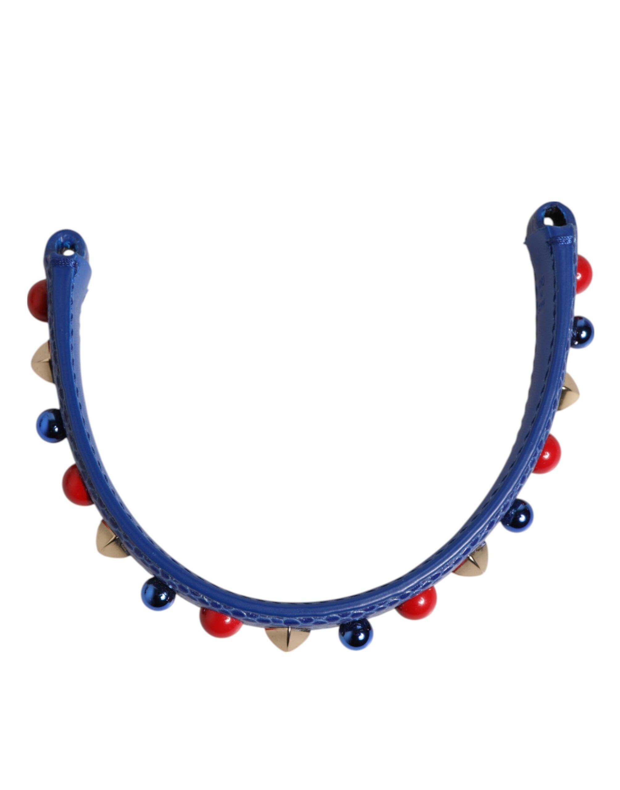 Dolce & Gabbana Blue Leather Embellished Bag Handle Women Shoulder Strap Glam Steals