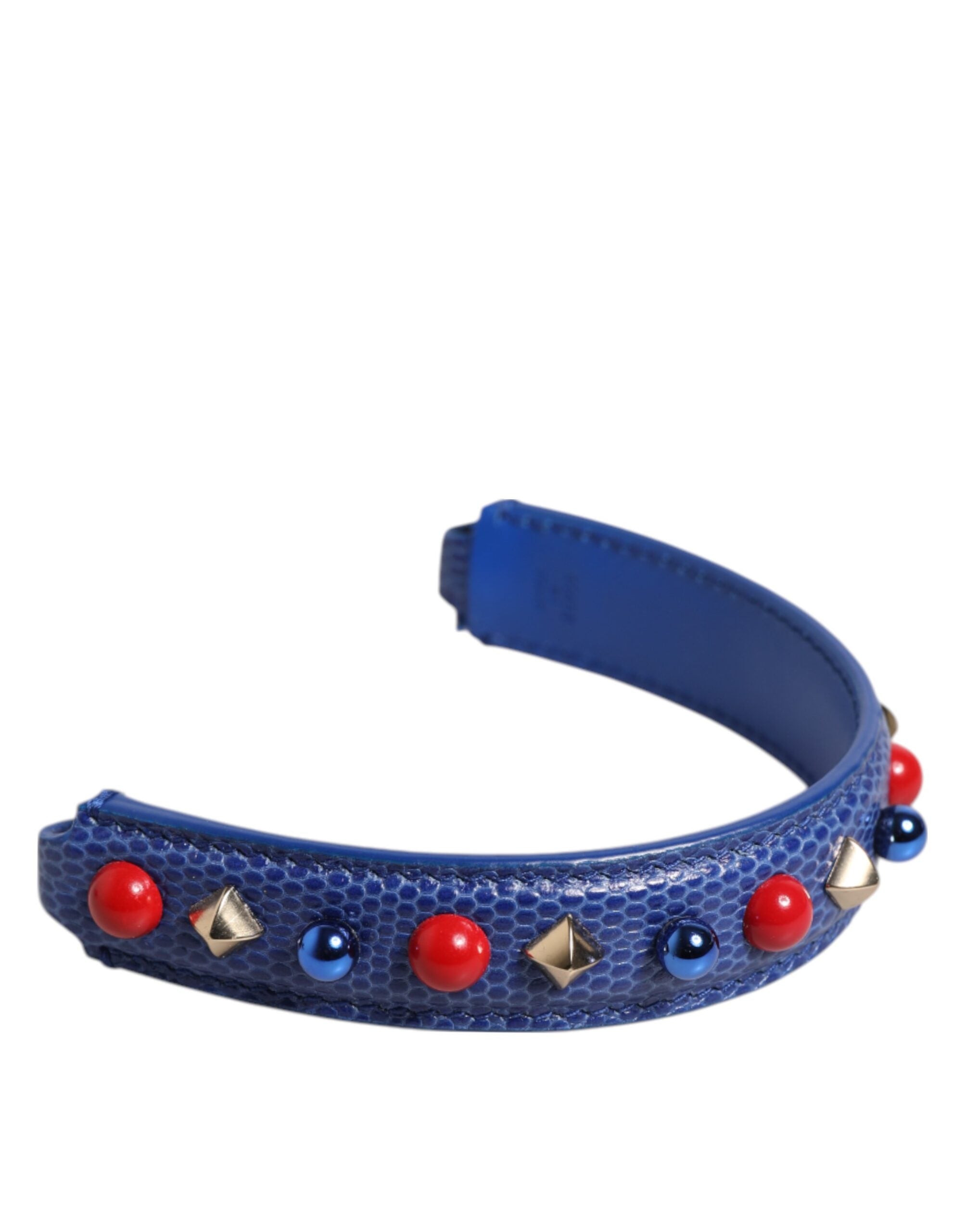Dolce & Gabbana Blue Leather Embellished Bag Handle Women Shoulder Strap Glam Steals