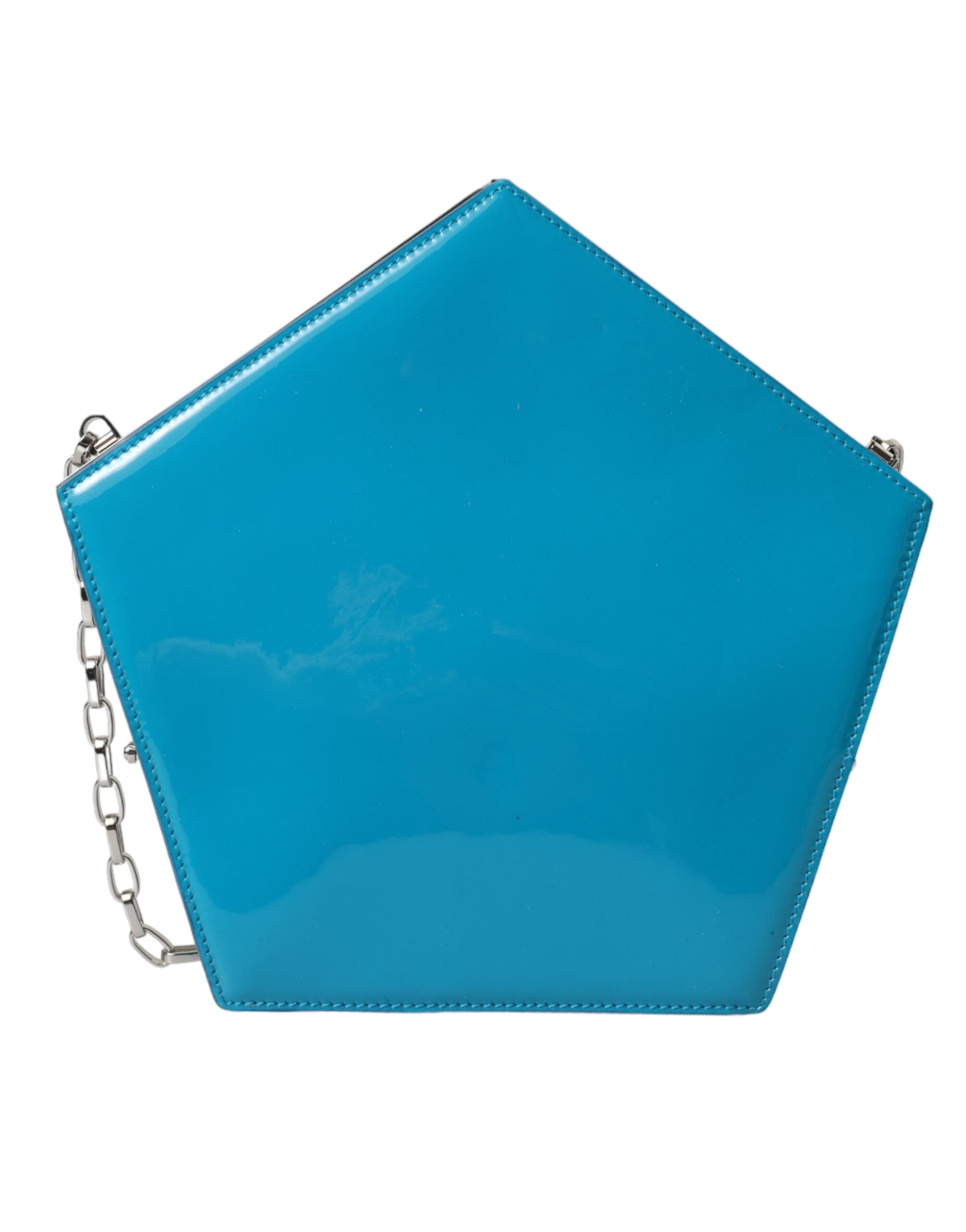 Dolce & Gabbana Blue Leather Patent Hashtag Dg Shoulder Chain Flap Bag Glam Steals