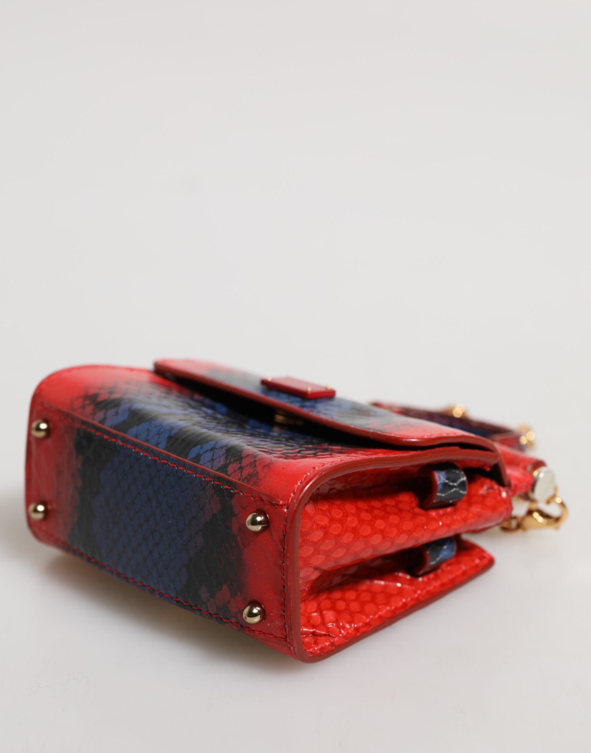 Dolce & Gabbana Blue Leather Red Sicily Crossbody Chain Satchelborse Bag Glam Steals