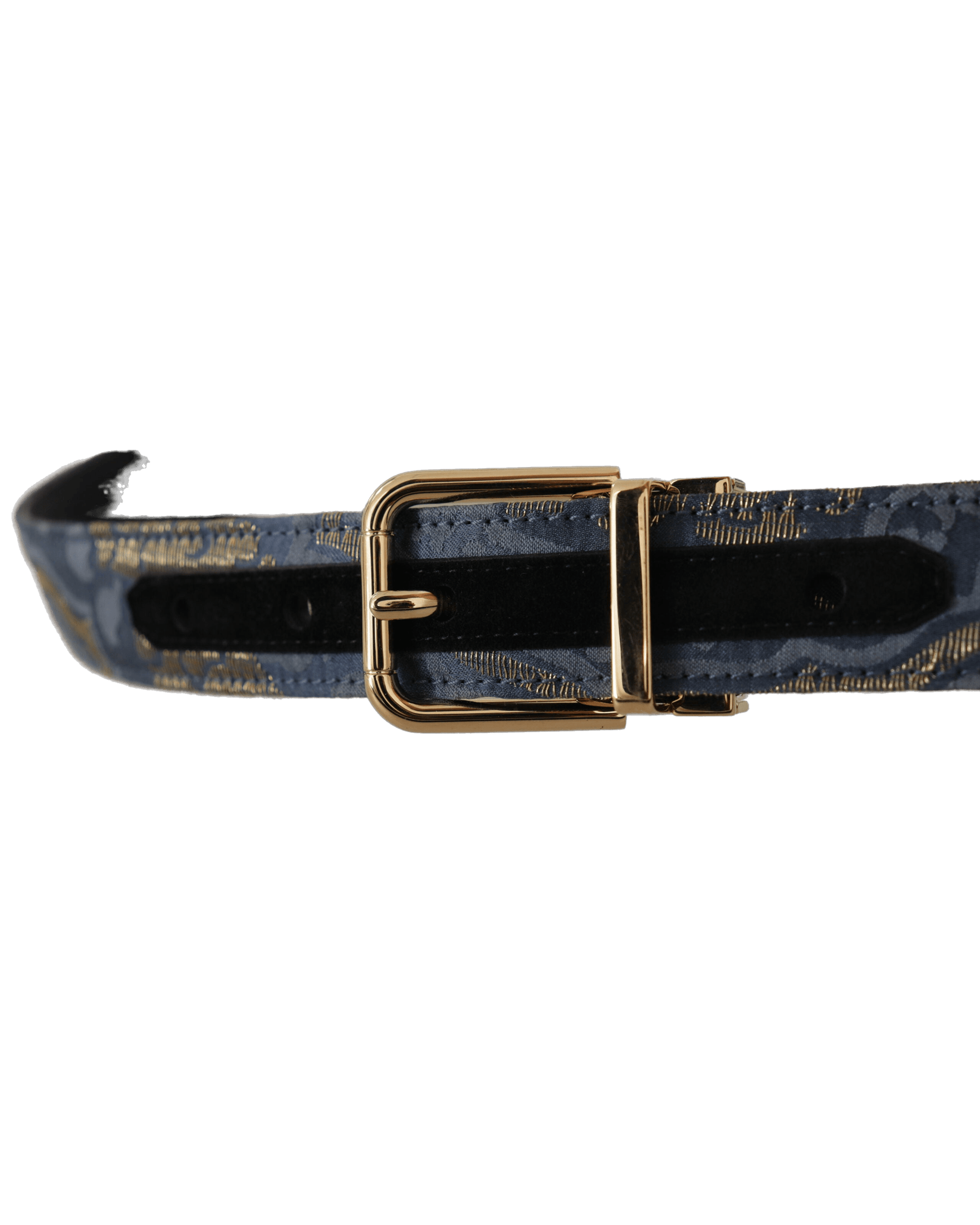 Dolce & Gabbana Blue Jacquard Tone Logo Metal Buckle Belt Belts