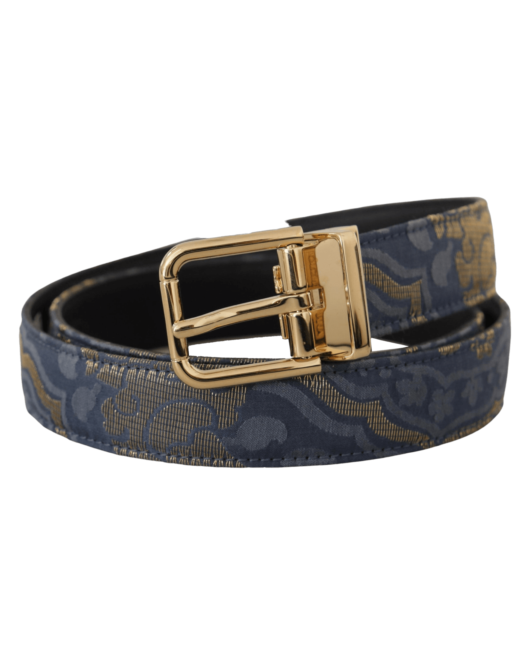 Dolce & Gabbana Blue Jacquard Tone Logo Metal Buckle Belt Belts