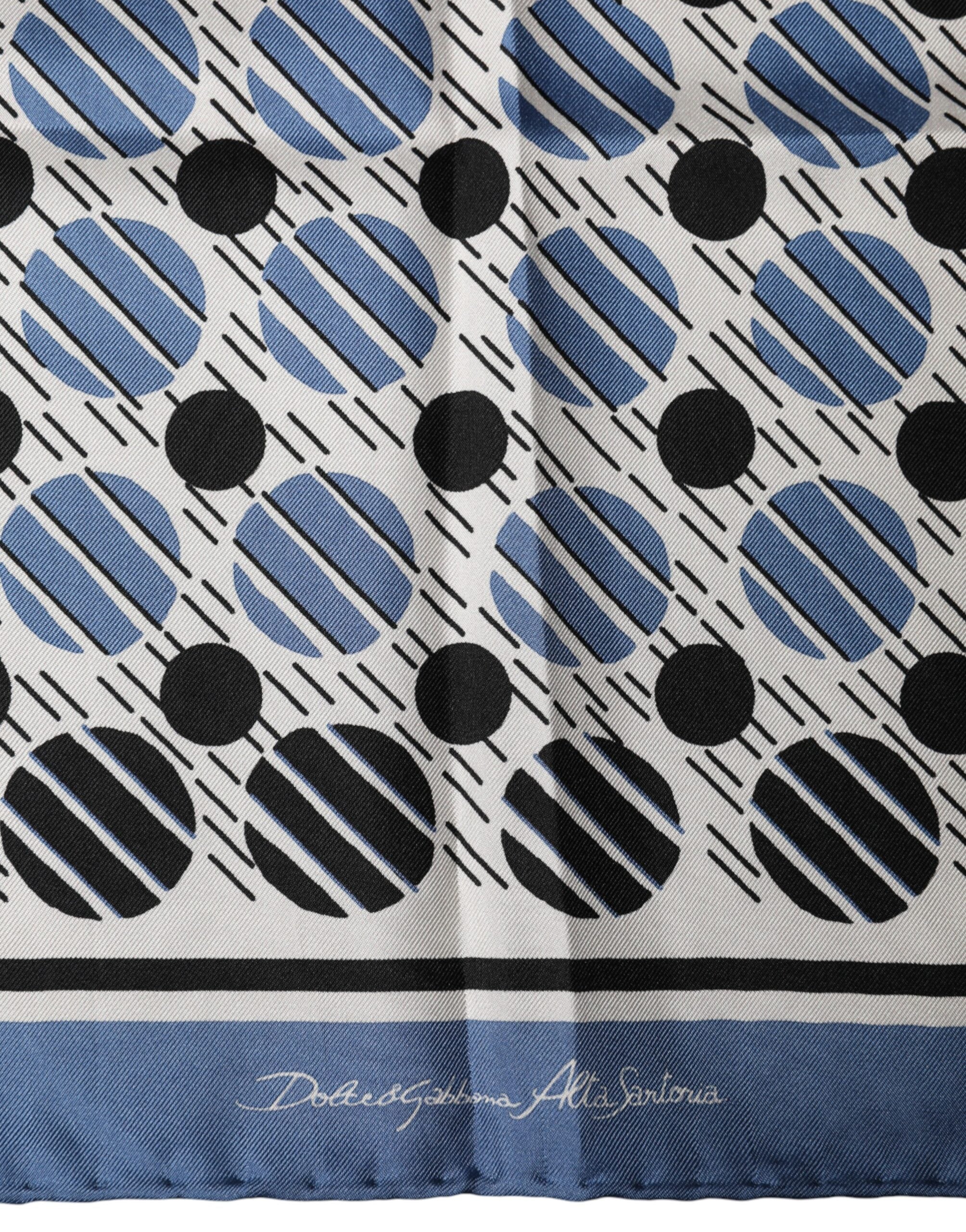 Dolce & Gabbana Blue Silk Dotted Square Foulard 66cm Scarf Glam Steals