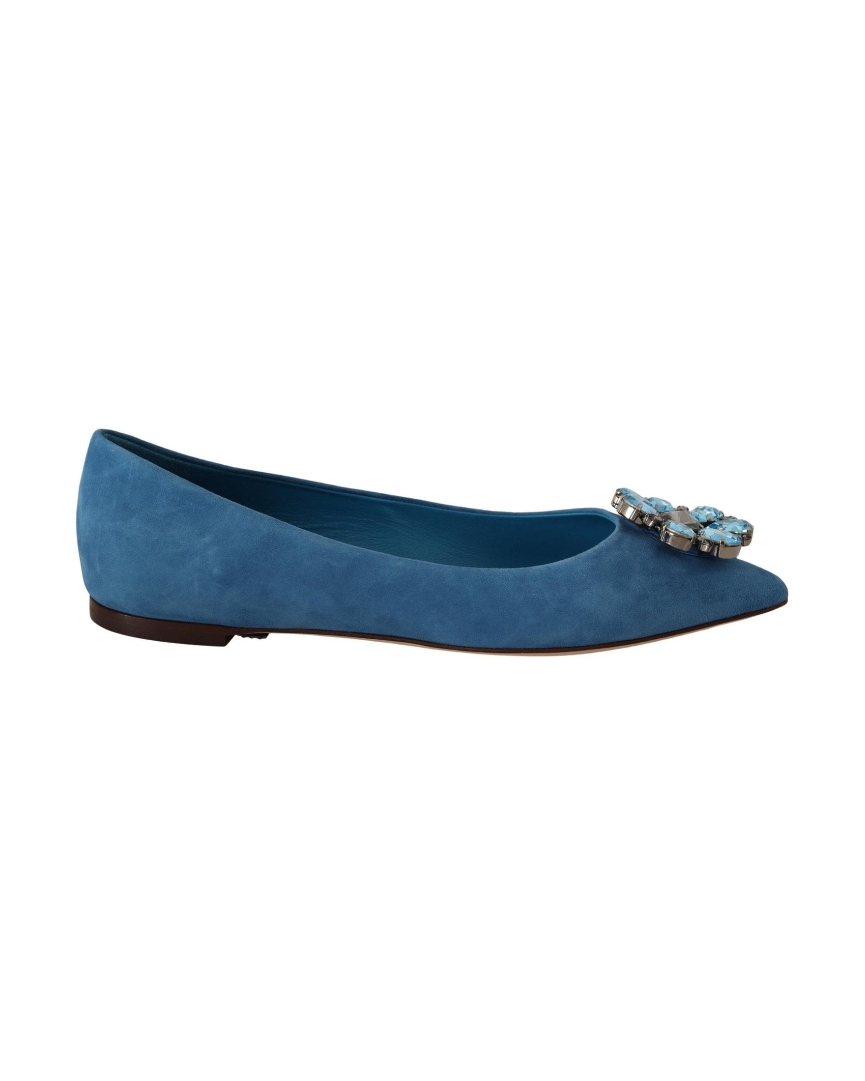 Dolce & Gabbana Blue Suede Crystals Loafers Flats Shoes Flats