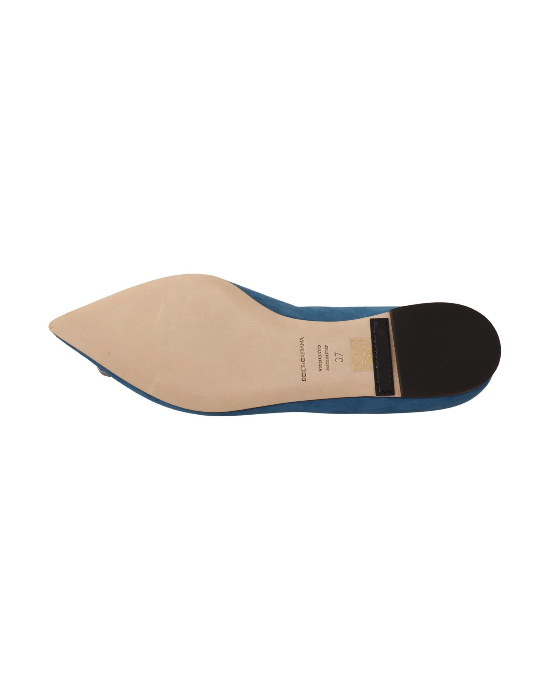 Dolce & Gabbana Blue Suede Crystals Loafers Flats Shoes Flats