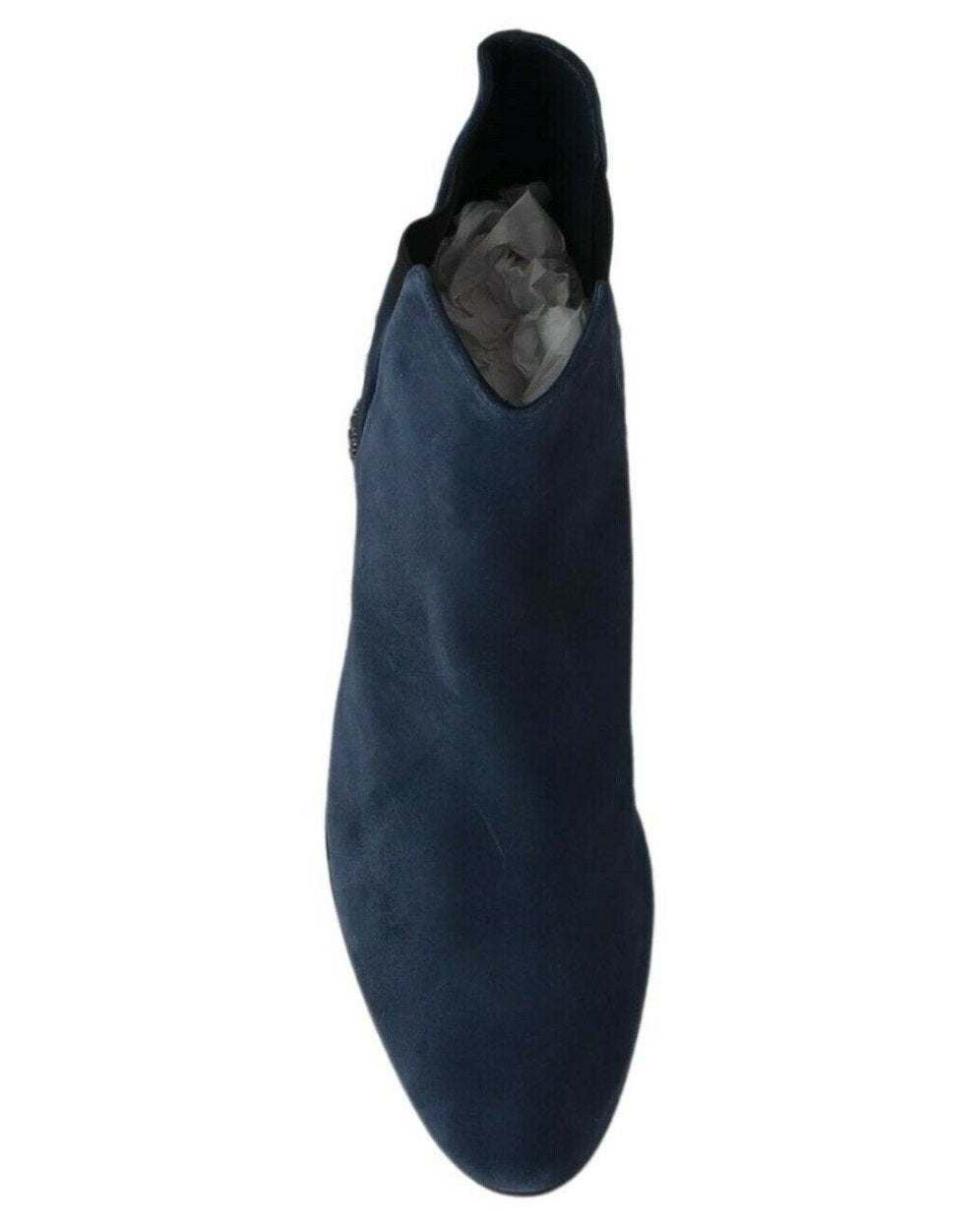 Dolce & Gabbana Blue Suede Embellished Studded Boots Boots