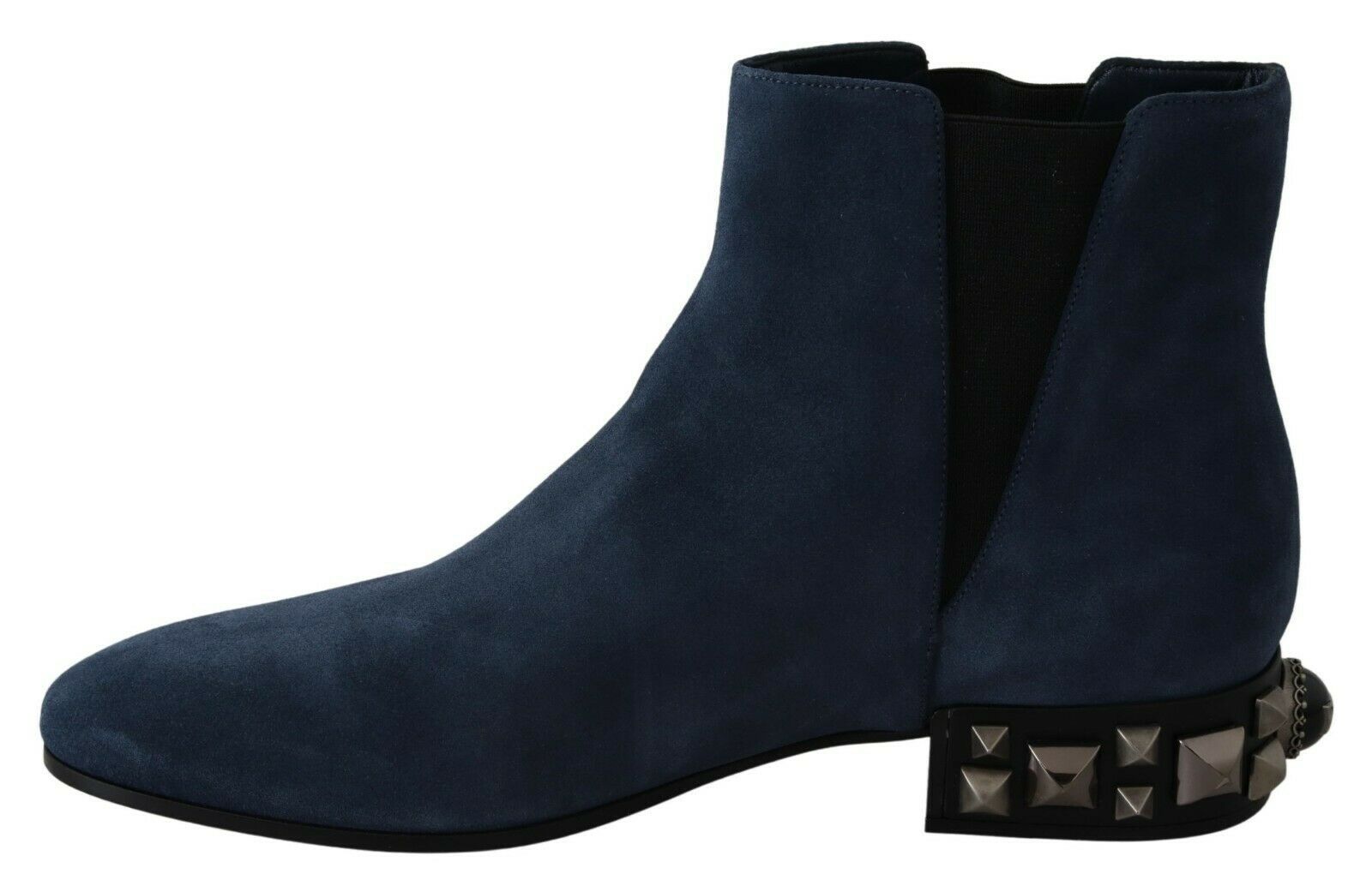 Dolce & Gabbana Blue Suede Embellished Studded Boots Glam Steals