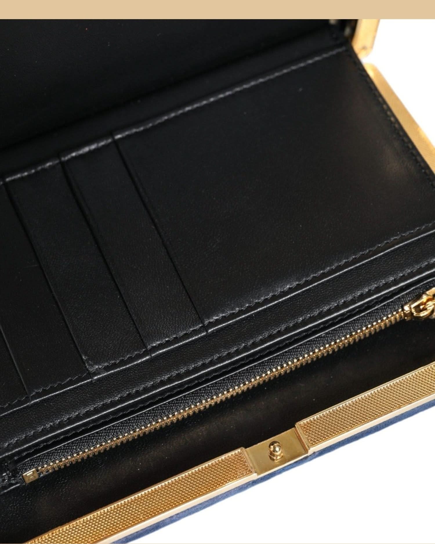 Dolce & Gabbana Blue Velvet Frame Clutch Evening Party Purse Bag Handbags