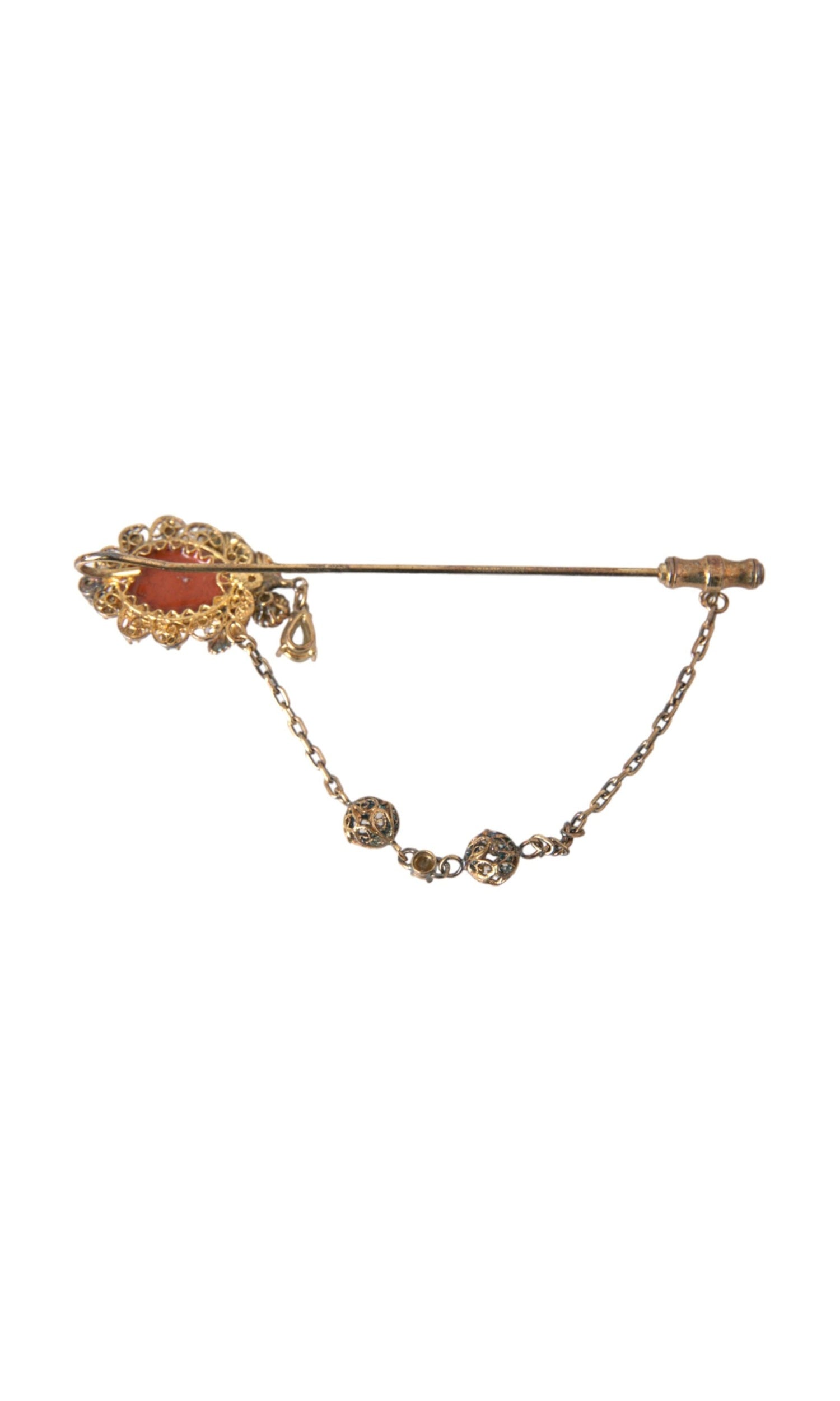 Dolce & Gabbana Brass Crystal Chain 925 Sterling Pin Gold Silver Brooch Glam Steals