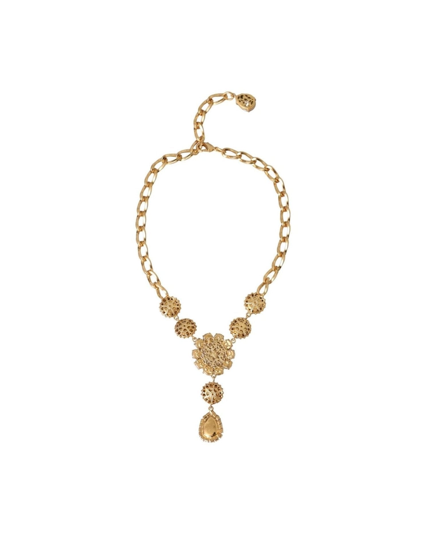 Dolce & Gabbana Brass Crystal Pearl Pendants Gold Purple Pink Necklace Glam Steals