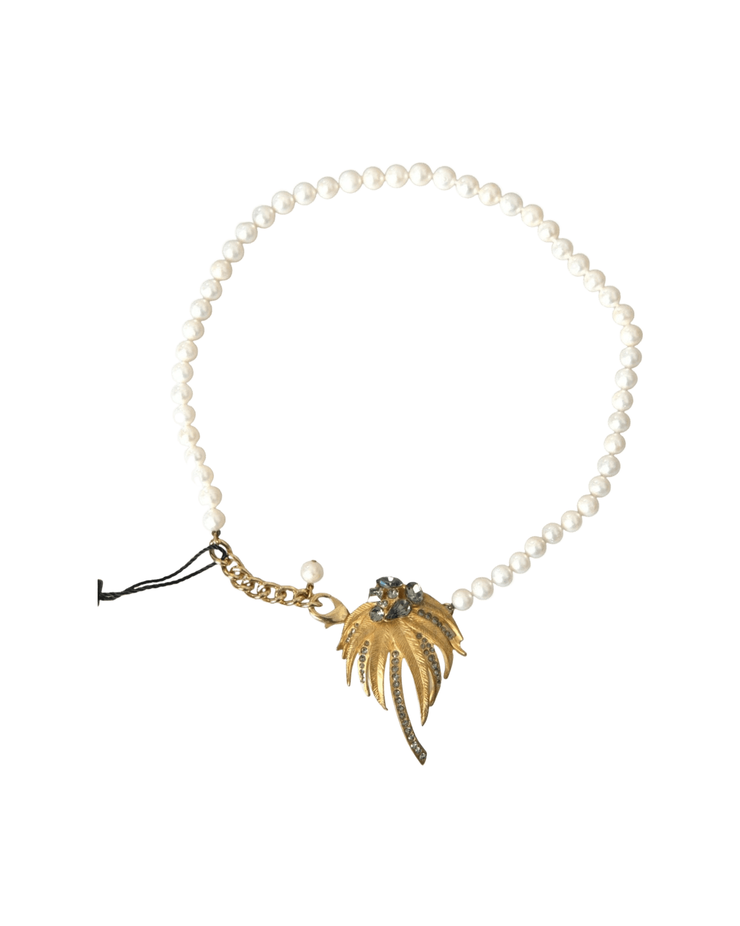 Dolce & Gabbana Gold Brass Crystal Pearl Tree Pendant Charm Necklace Necklaces