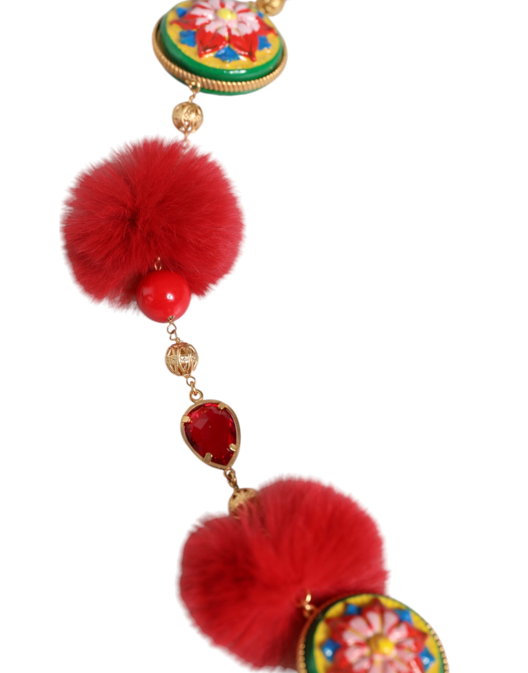 Dolce & Gabbana Brass Fur Crystal Waist Torero Gold Red Belt Glam Steals