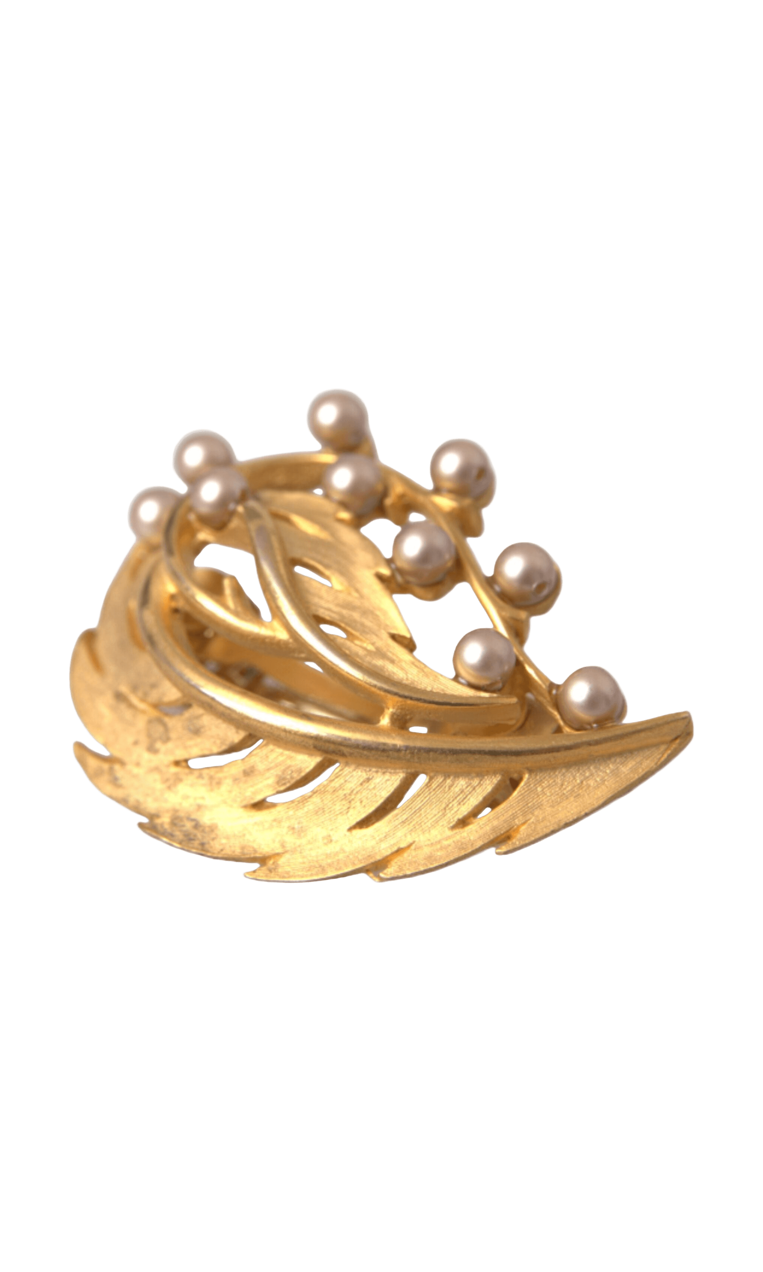 Dolce & Gabbana Brass Leaf Embellished Jewelry Brooch Hair Gold Pin Glam Steals