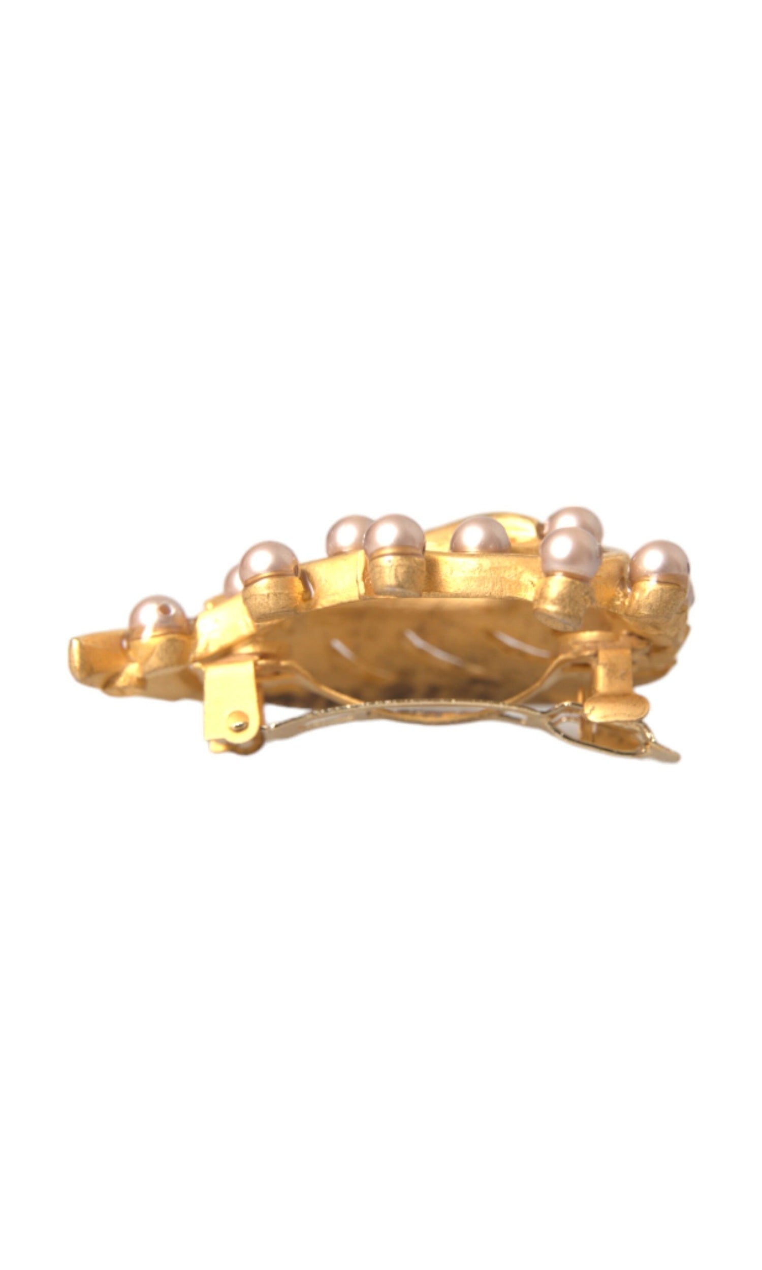 Dolce & Gabbana Brass Leaf Embellished Jewelry Brooch Hair Gold Pin Glam Steals