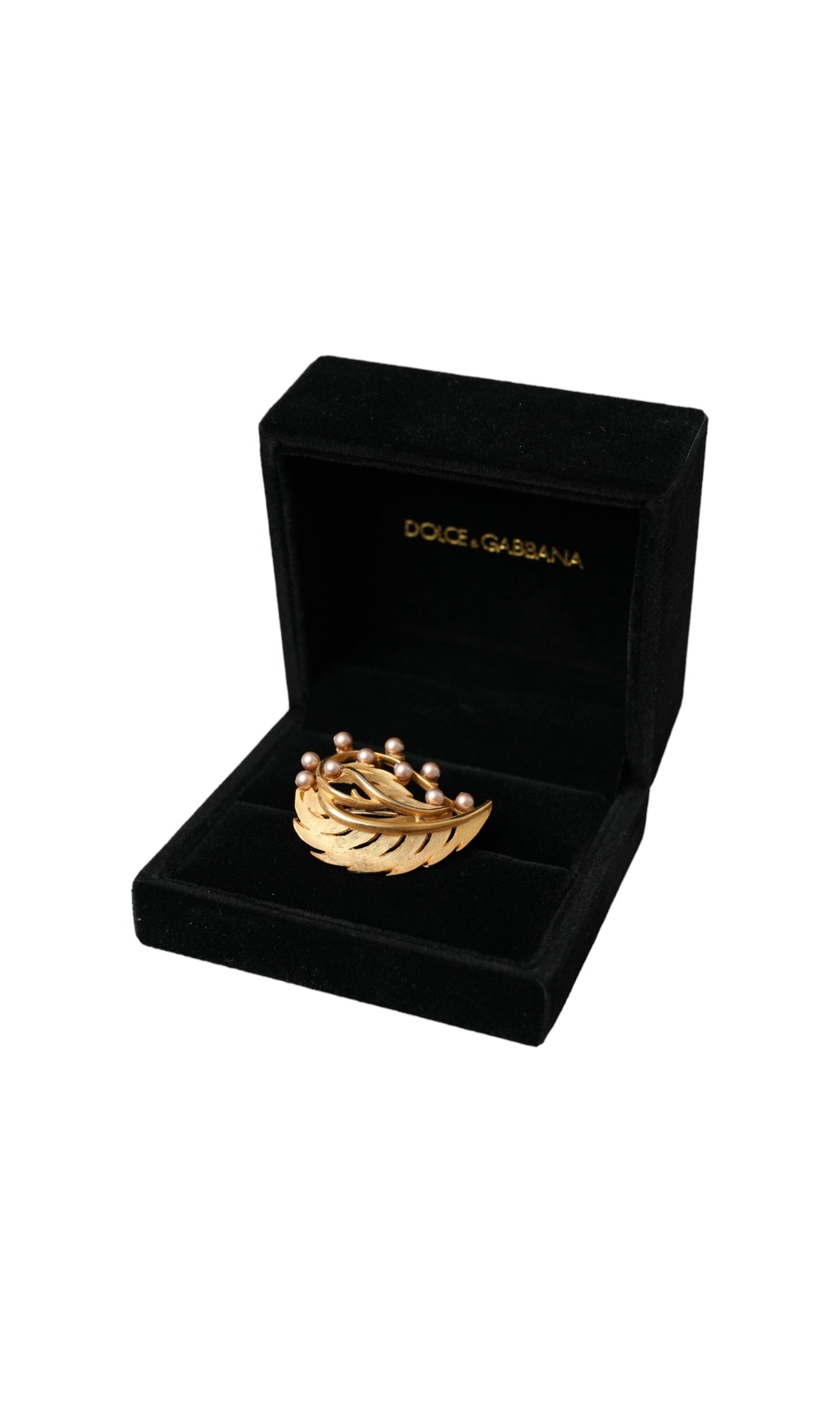 Dolce & Gabbana Brass Leaf Embellished Jewelry Brooch Hair Gold Pin Glam Steals