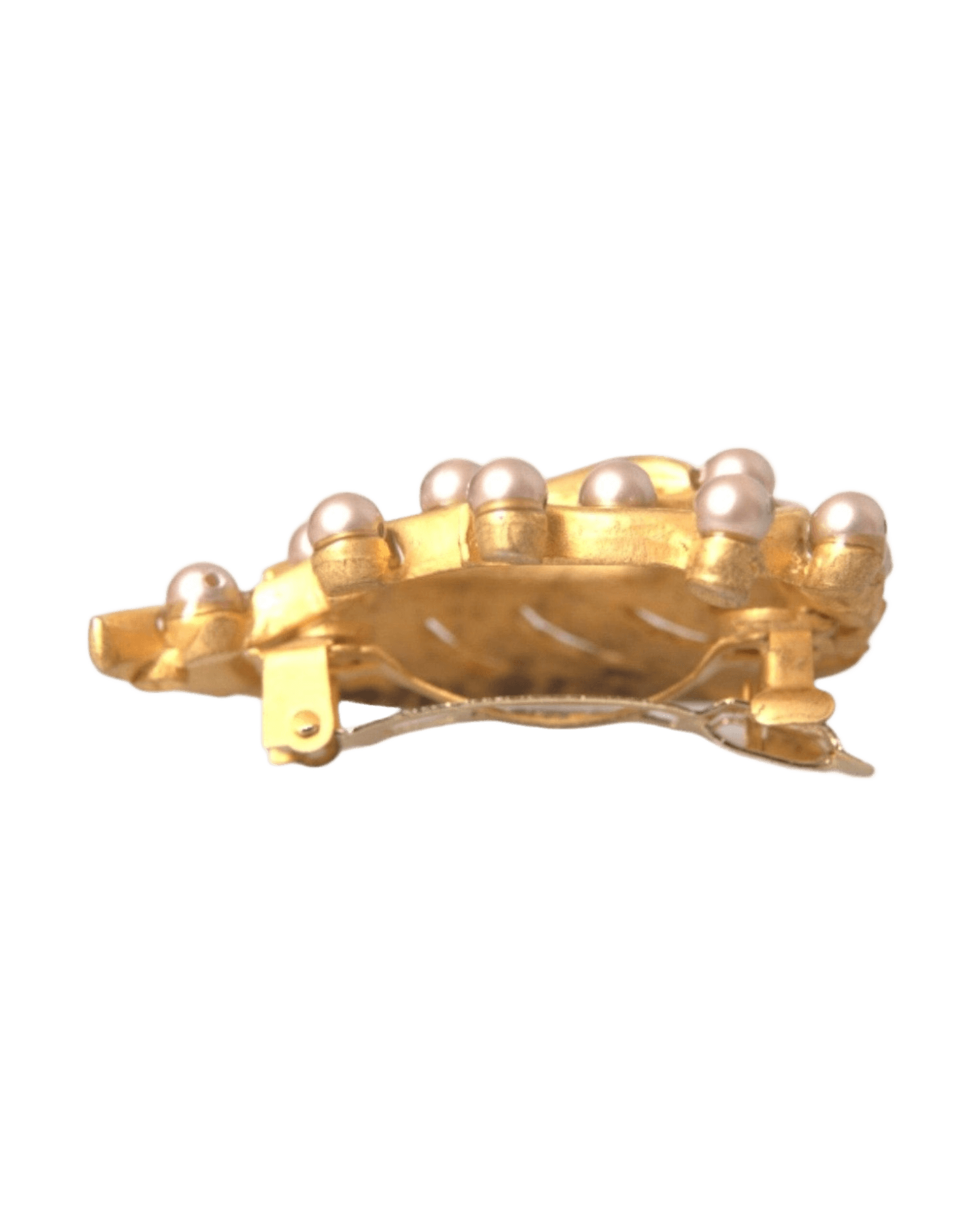 Dolce & Gabbana Gold Brass Leaf Embellished Jewelry Brooch Hair Pin Hair Pins, Claws & Clips