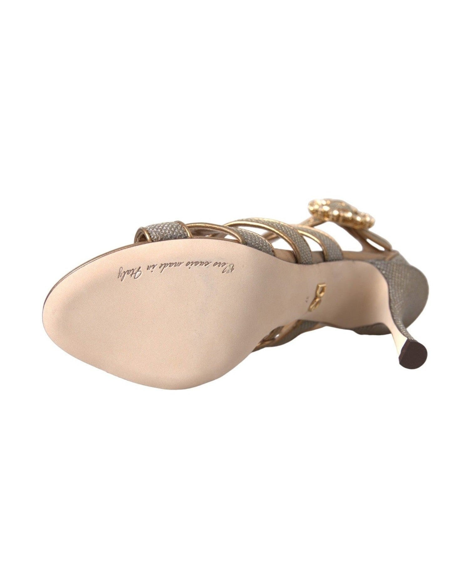 Dolce & Gabbana Bronze Crystal Strap Heels Sandals Shoes Glam Steals