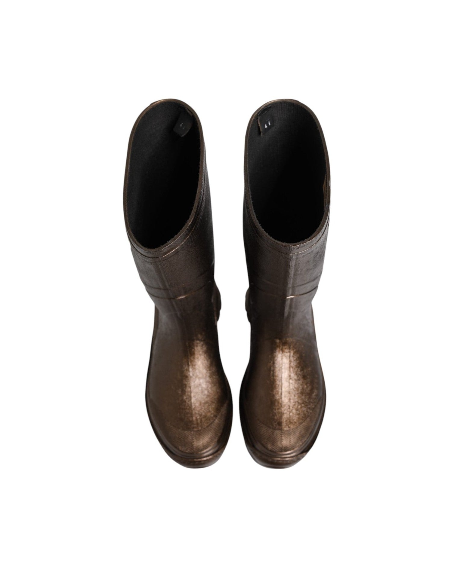Dolce & Gabbana Bronze Metallic Pull On Rain Boots Shoes Boots