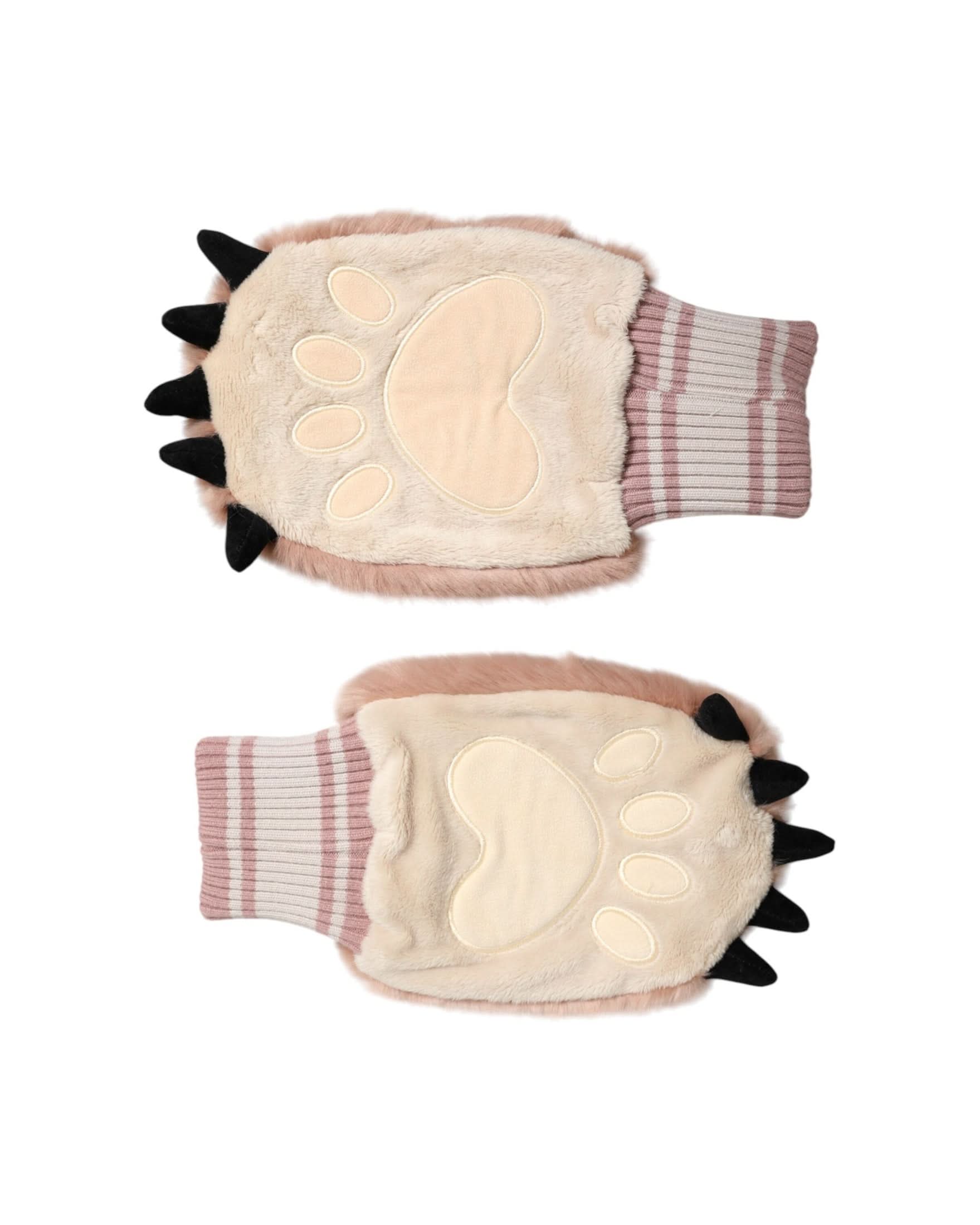 Dolce & Gabbana Brown Acrylic Knitted Fur Wrist Mitten Gloves Gloves & Mittens