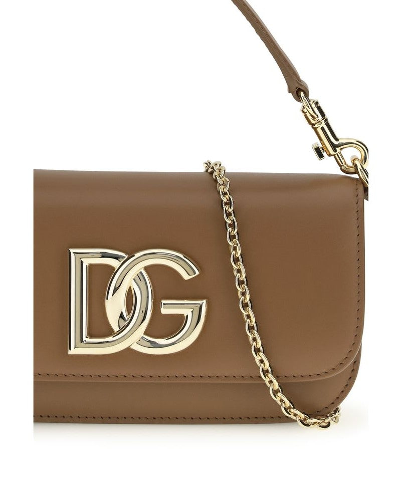 Dolce & Gabbana Brown Calf Leather Bos Taurus Shoulder Bag
