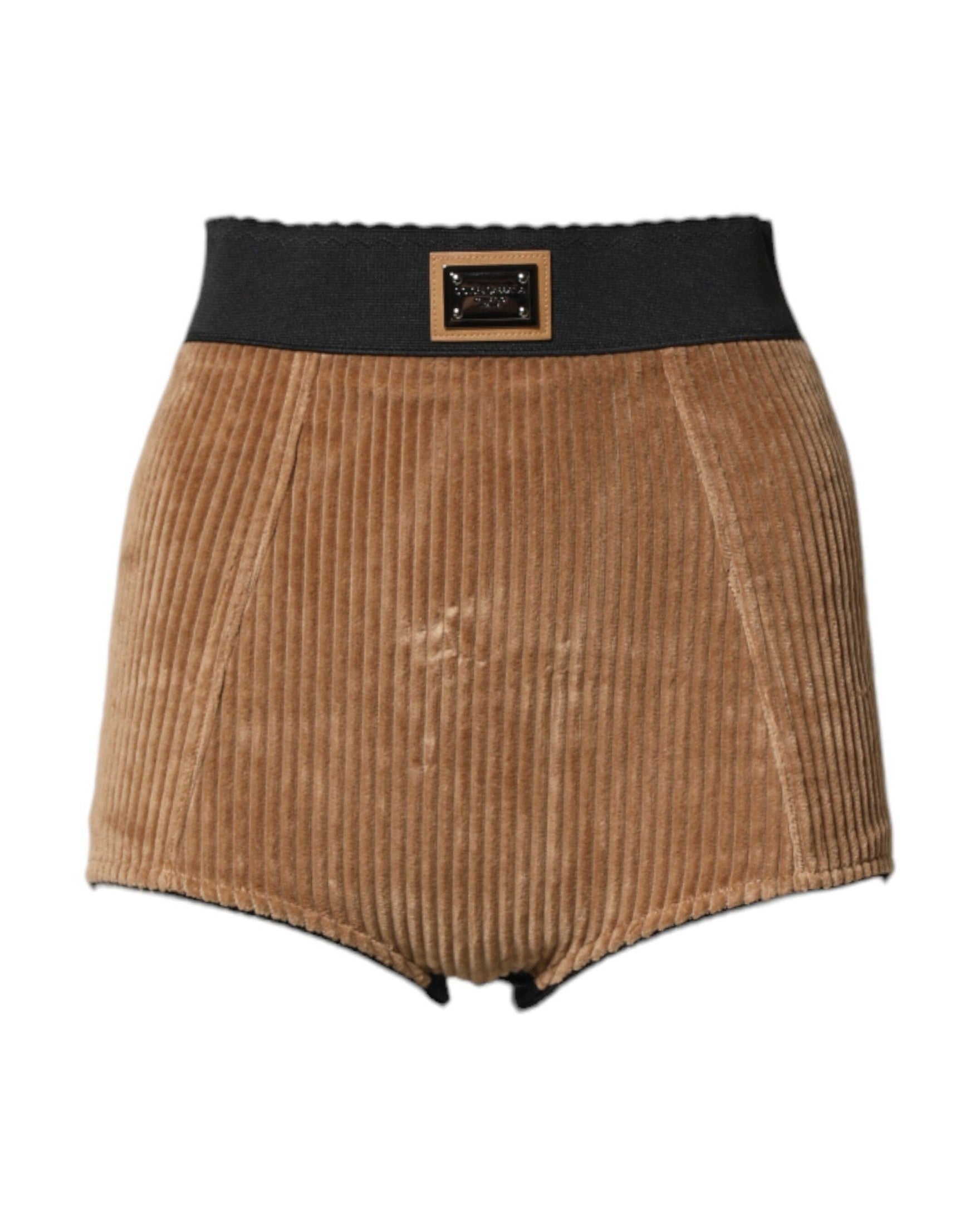 Dolce & Gabbana Brown Cotton High Waisted Hot Pant Shorts Glam Steals