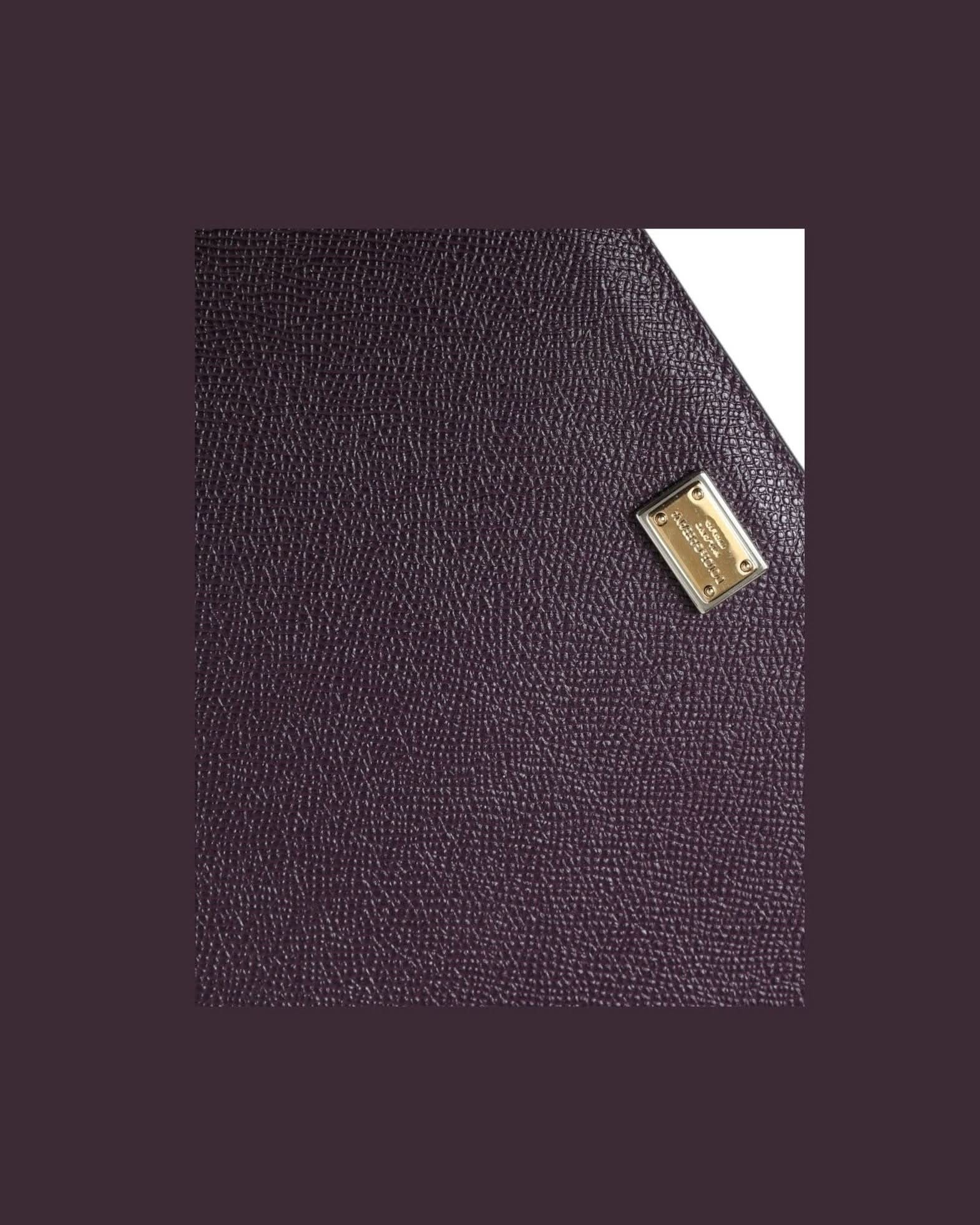 Dolce & Gabbana Brown Elegant Leather Tablet Pouch Clutch Bags