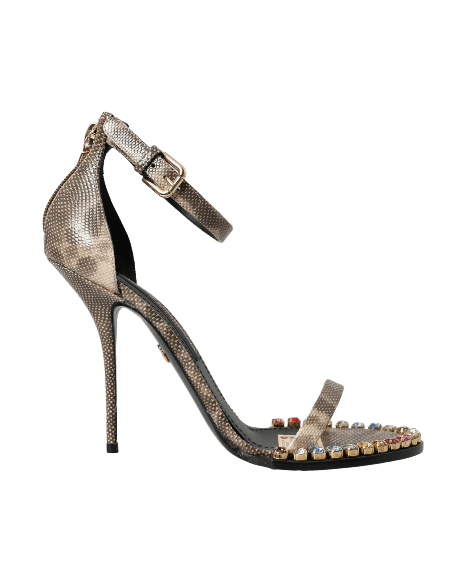 Dolce & Gabbana Brown Exotic Leather Crystal Sandals Shoes Glam Steals