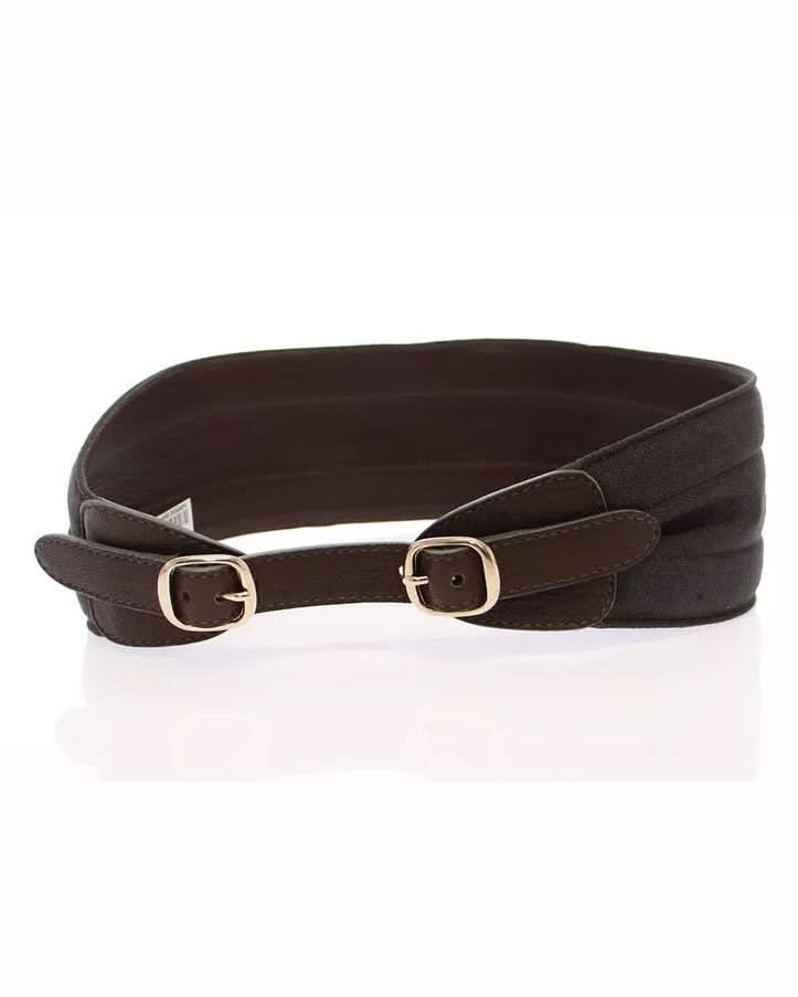 Dolce & Gabbana Brown Leather Dandg Linnen Logo Belt Belts