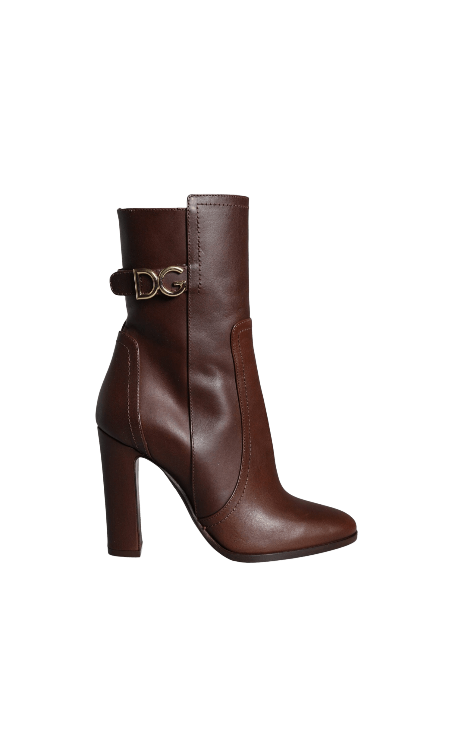 Dolce & Gabbana Brown Leather Heels Mid Calf Boots Shoes Glam Steals