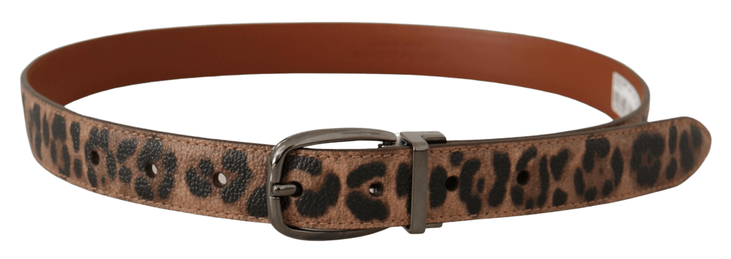 Dolce & Gabbana Brown Leather Leopard Embossed Buckle Belt Glam Steals