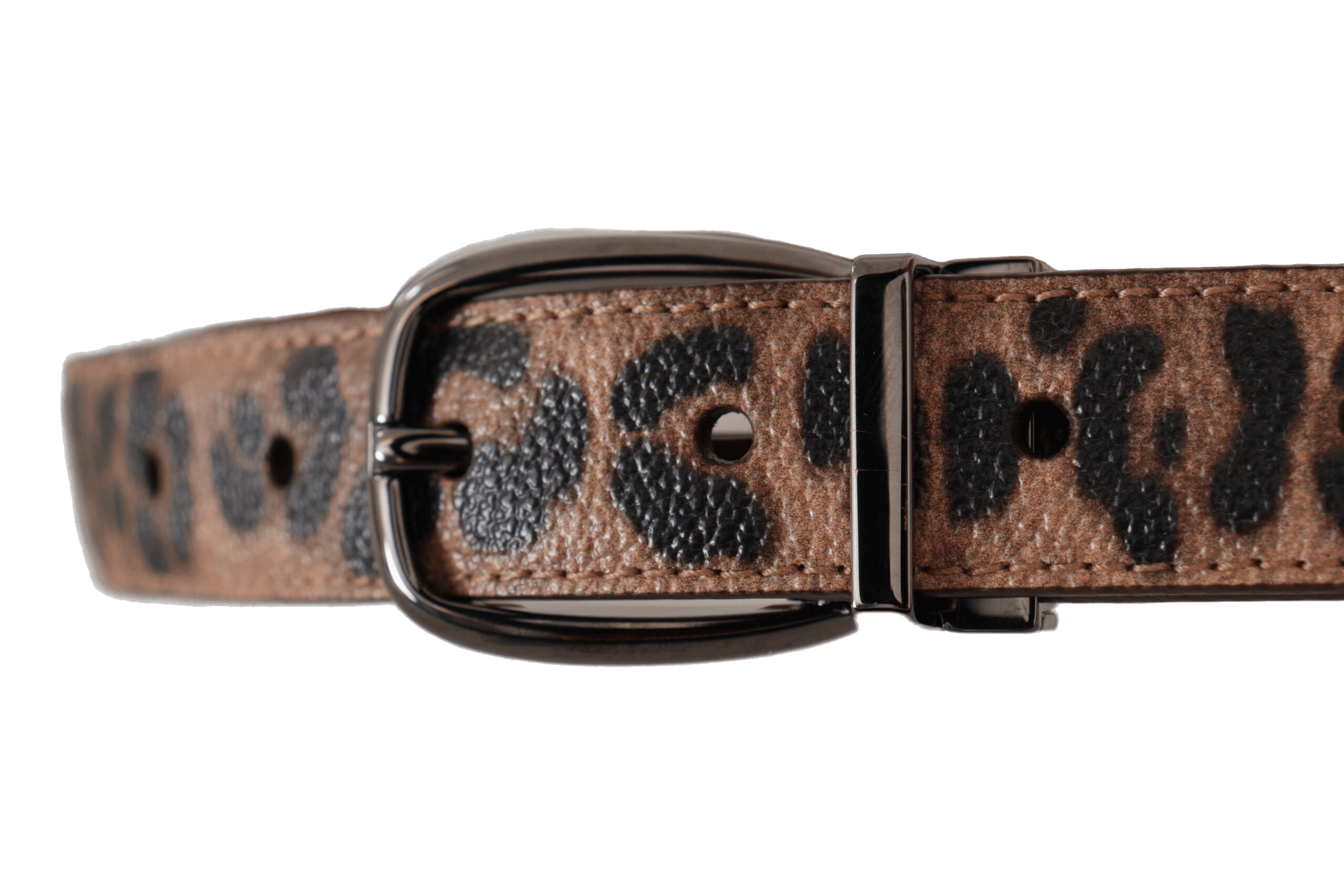 Dolce & Gabbana Brown Leather Leopard Embossed Buckle Belt Glam Steals