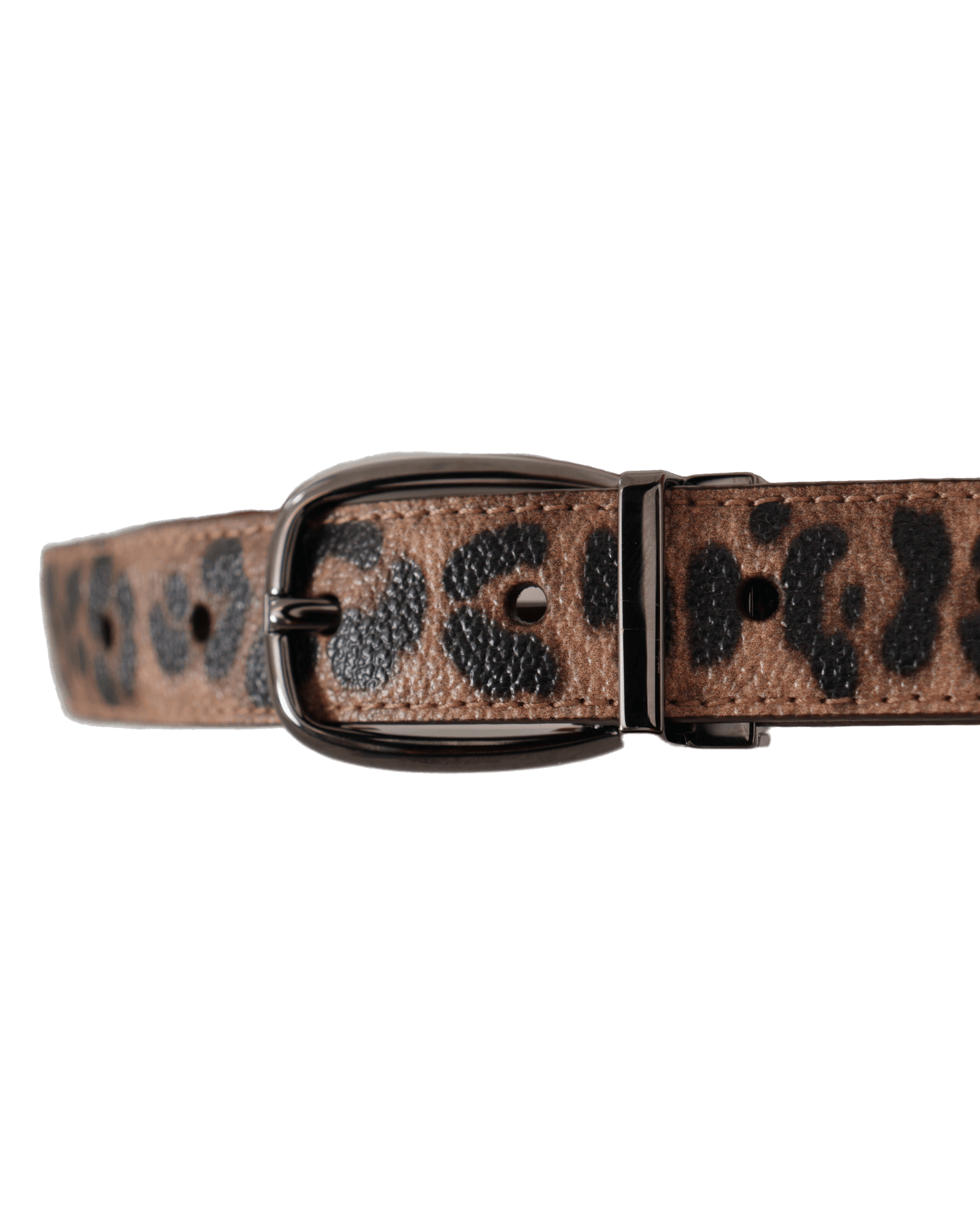 Dolce & Gabbana Brown Leather Leopard Embossed Buckle Belt Belts