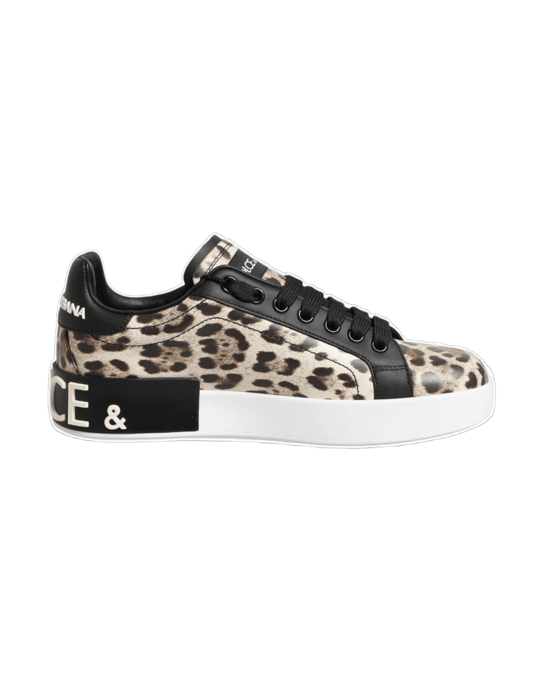 Dolce & Gabbana Brown Leather Leopard Low Top Sneakers Shoes Sneakers