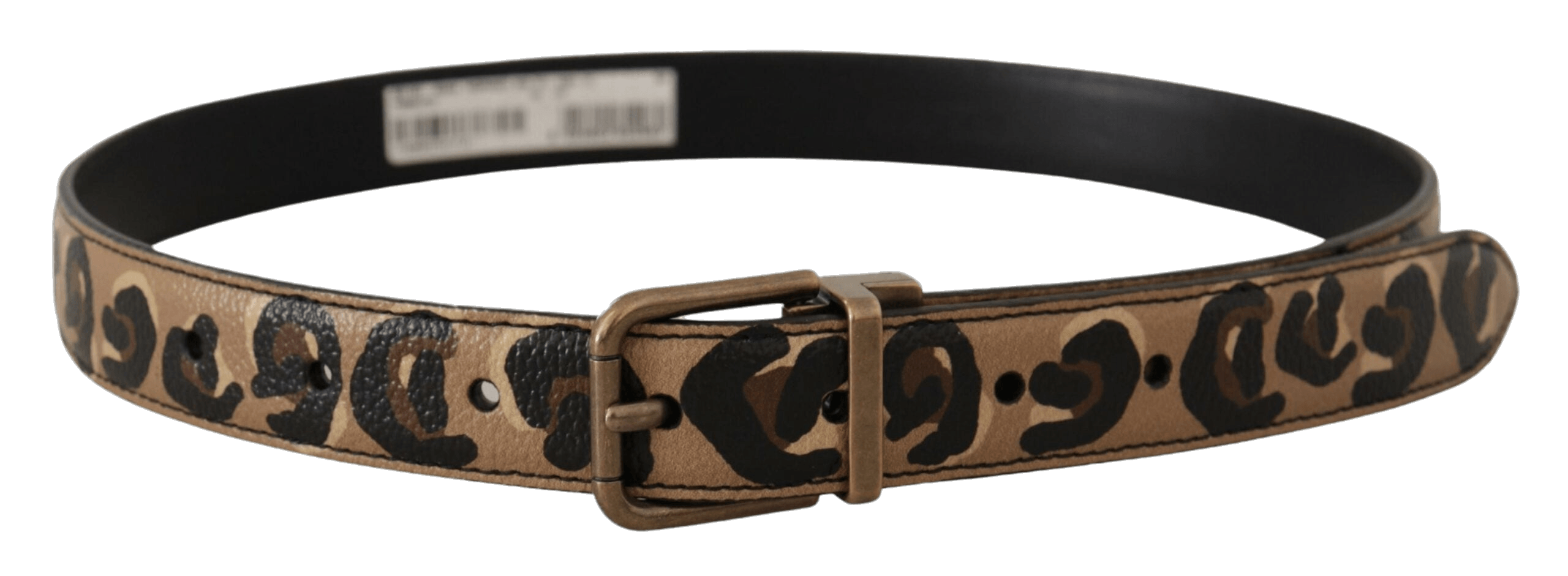 Dolce & Gabbana Brown Leather Leopard Print Bronze Metal Buckle Belt Glam Steals