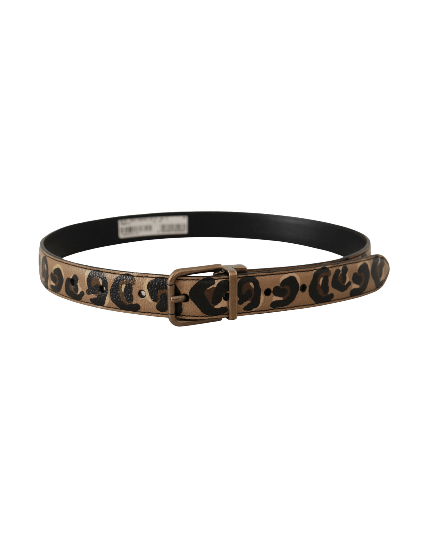 Dolce & Gabbana Brown Leather Leopard Print Metal Buckle Belt Belts