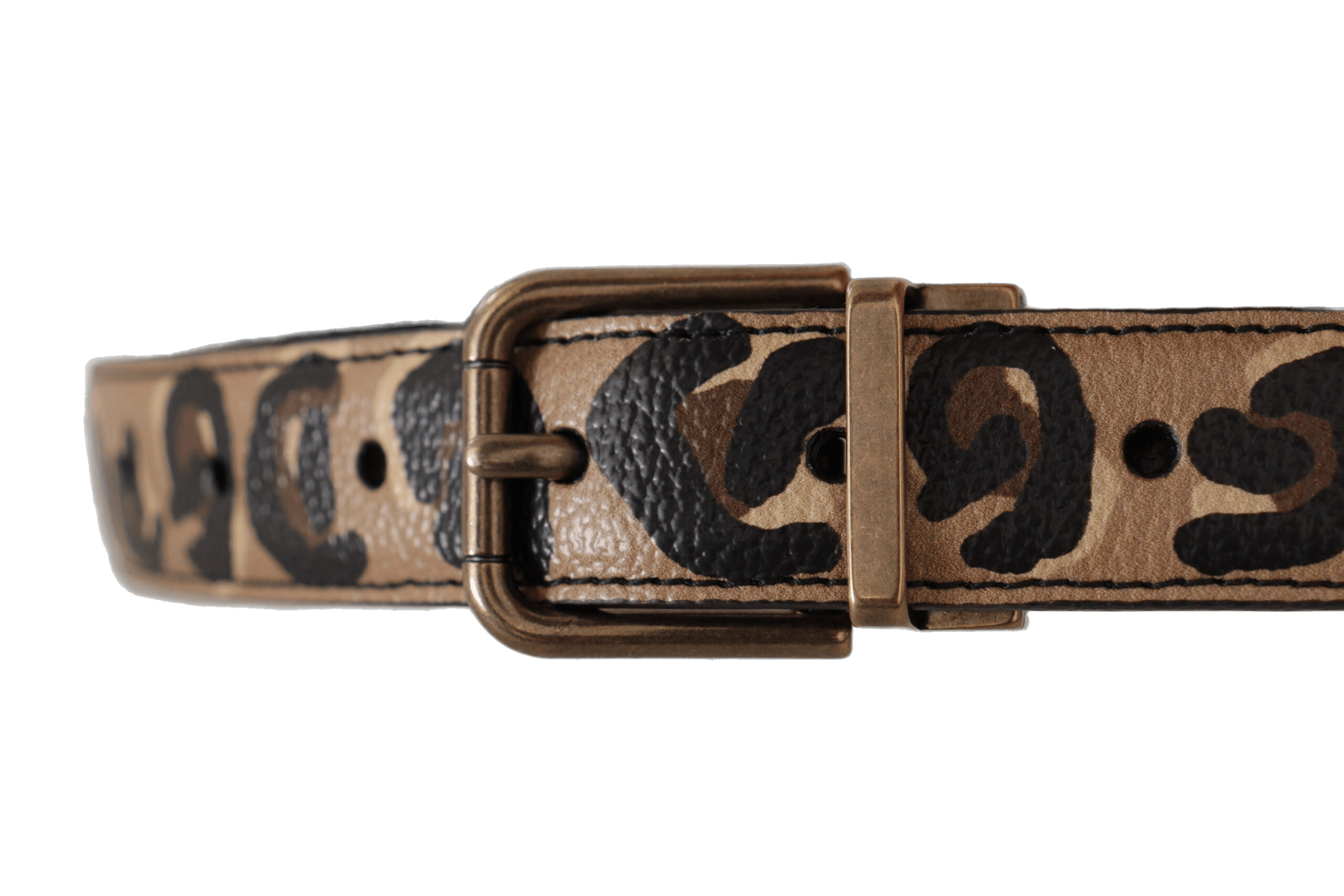Dolce & Gabbana Brown Leather Leopard Print Bronze Metal Buckle Belt Glam Steals