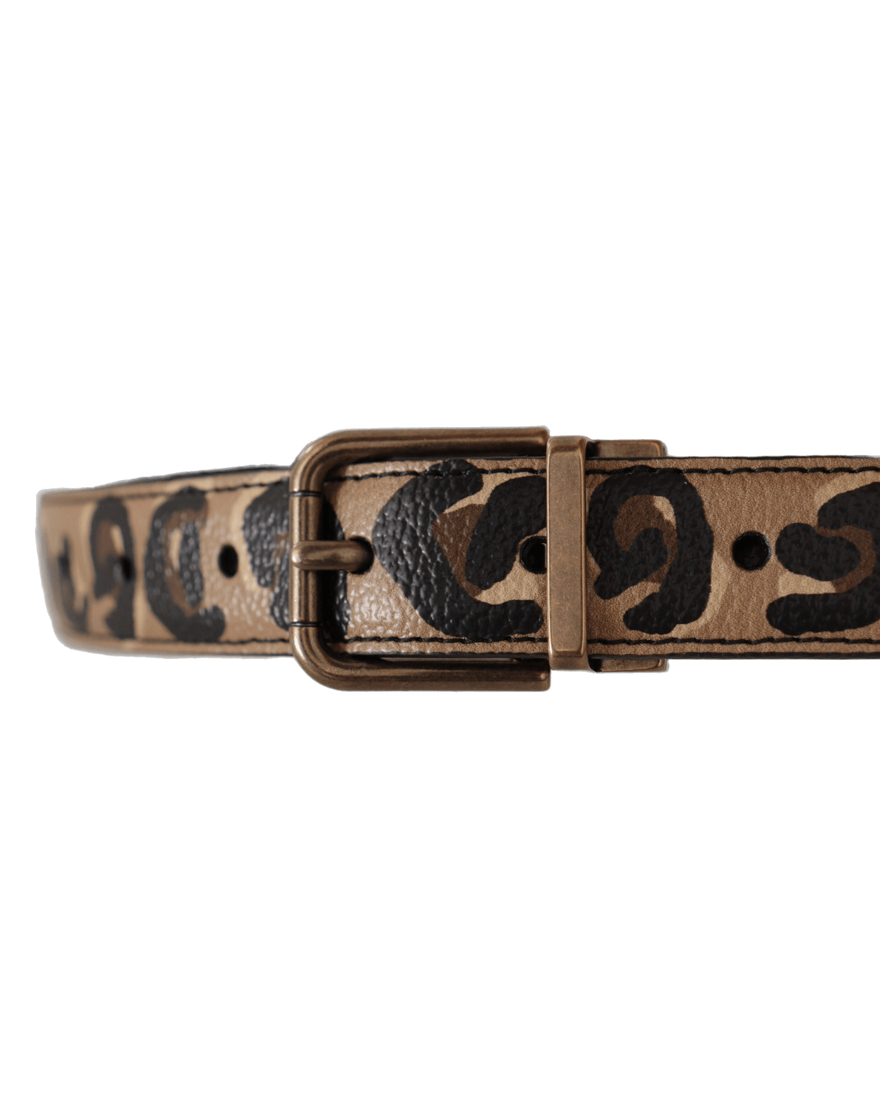 Dolce & Gabbana Brown Leather Leopard Print Metal Buckle Belt Belts