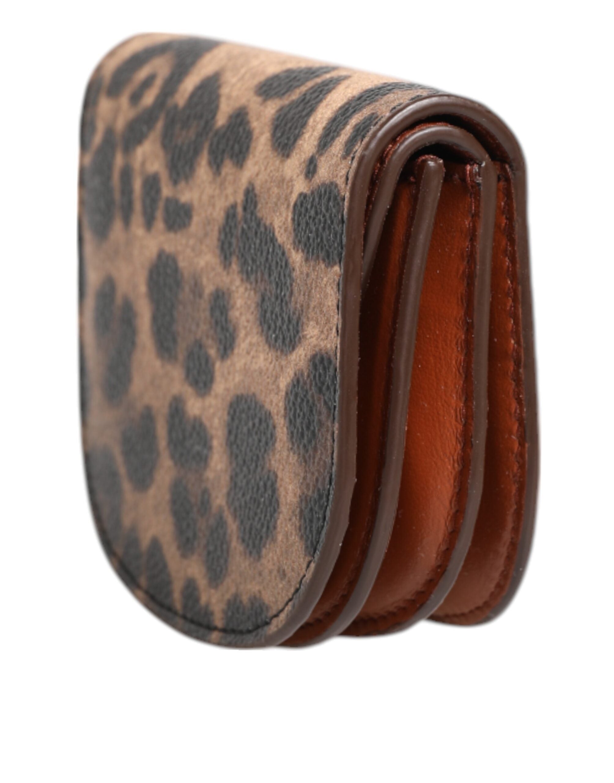 Dolce & Gabbana Brown Leather Leopard Print Calf Small Coin Purse Wallet Glam Steals