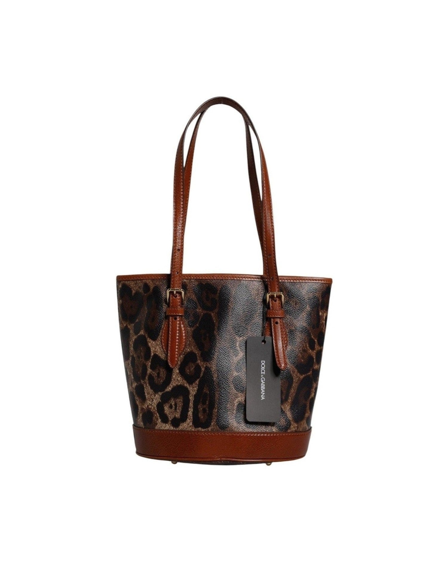 Dolce & Gabbana Brown Leather Leopard Shoulder Strap Tote Bag Glam Steals