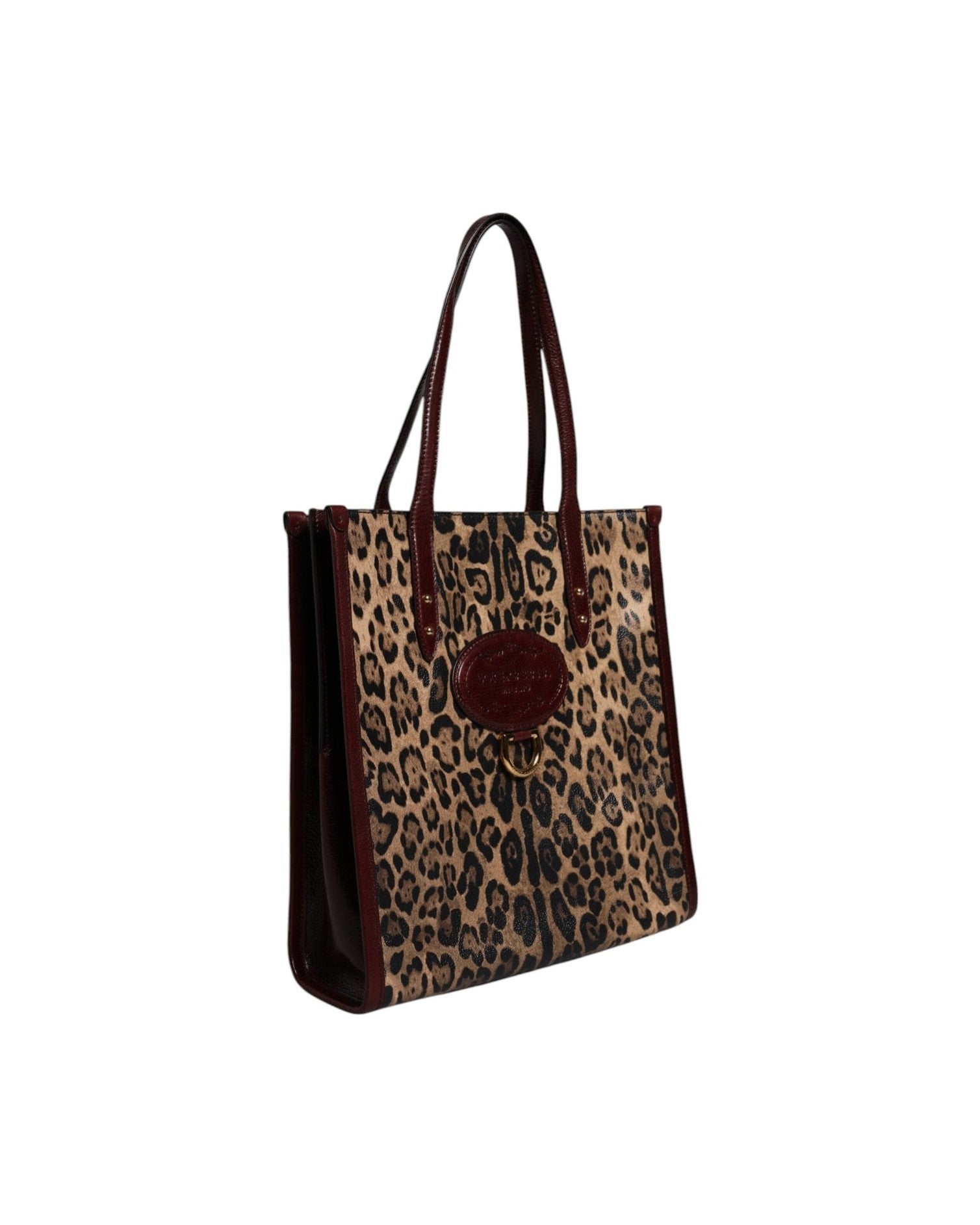 Dolce & Gabbana Brown Leather Leopard Shoulder Strap Tote Bag Glam Steals