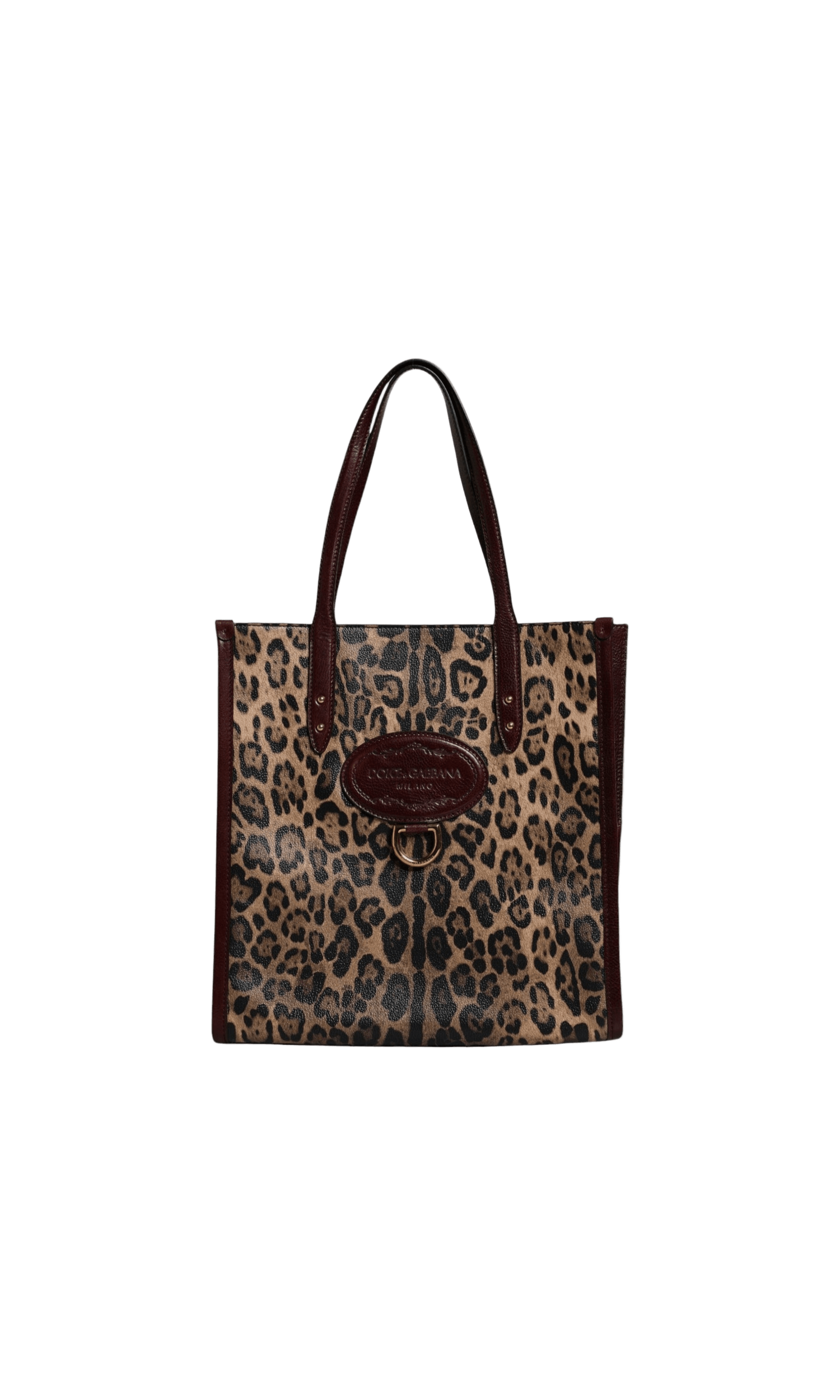 Dolce & Gabbana Brown Leather Leopard Shoulder Strap Tote Bag Glam Steals